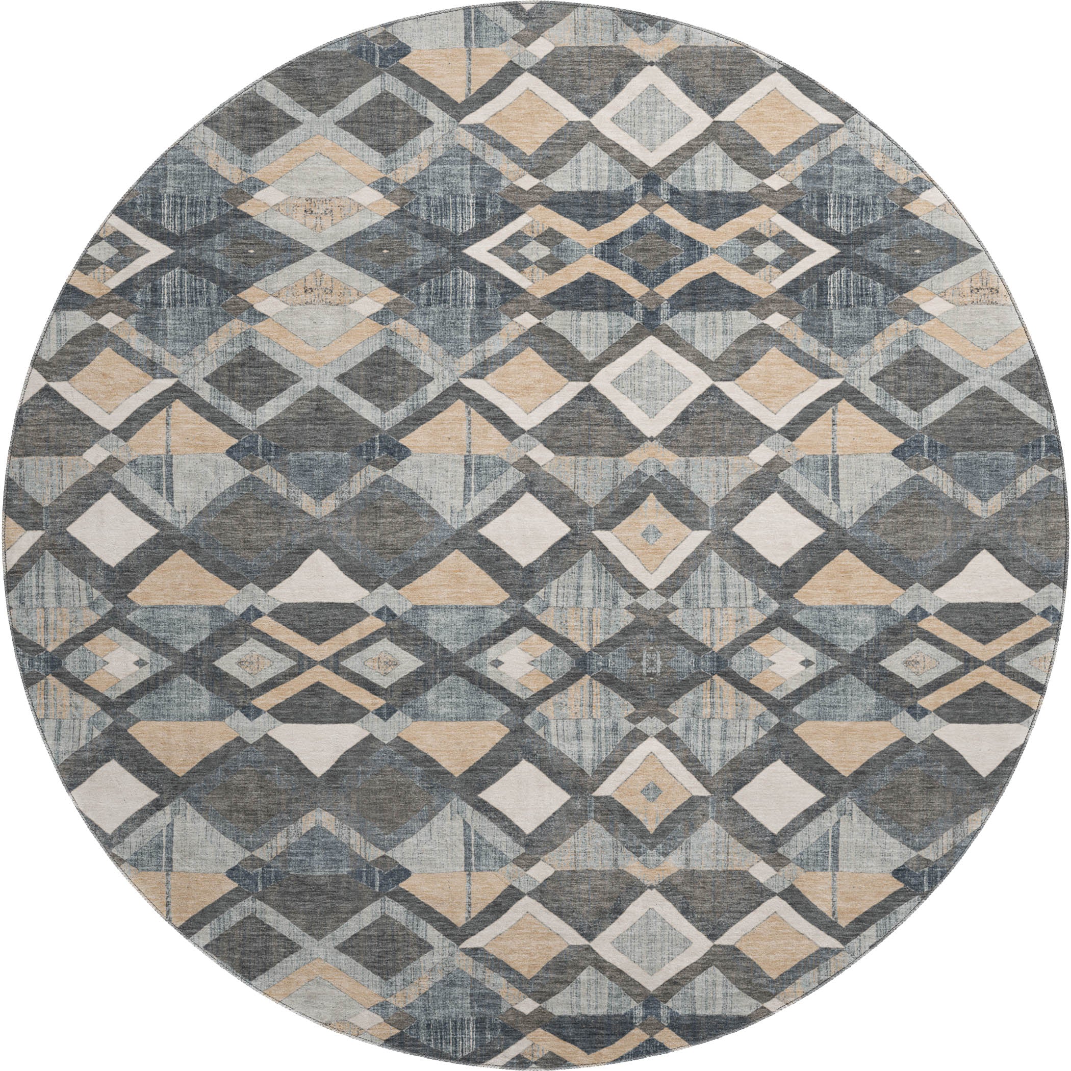 Nairobi Machine Washable Transitional Graphite Gray Rug 8' x 8' #shape_Round