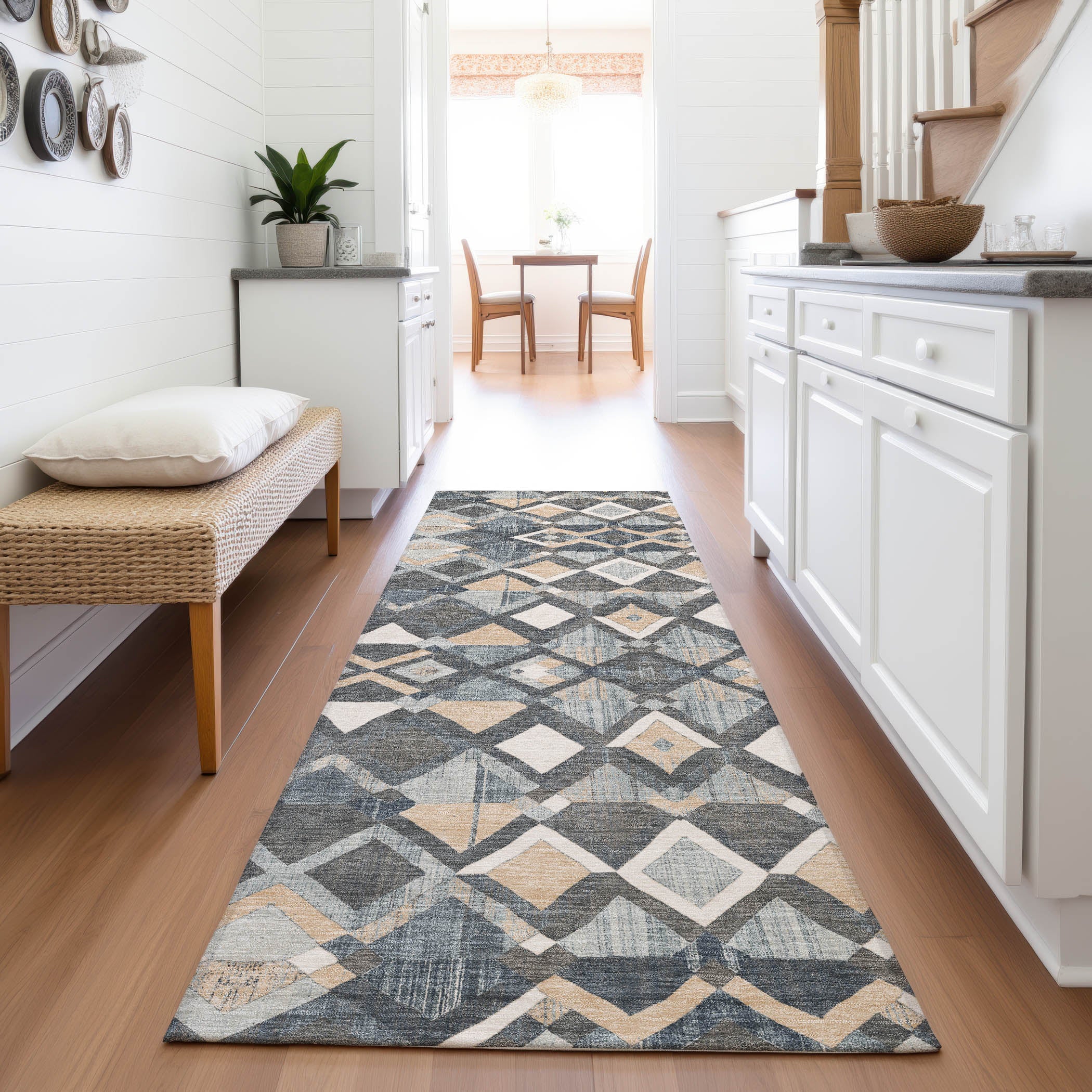 Nairobi Machine Washable Transitional Graphite Gray Rug 2'3" x 7'6" #shape_Runner