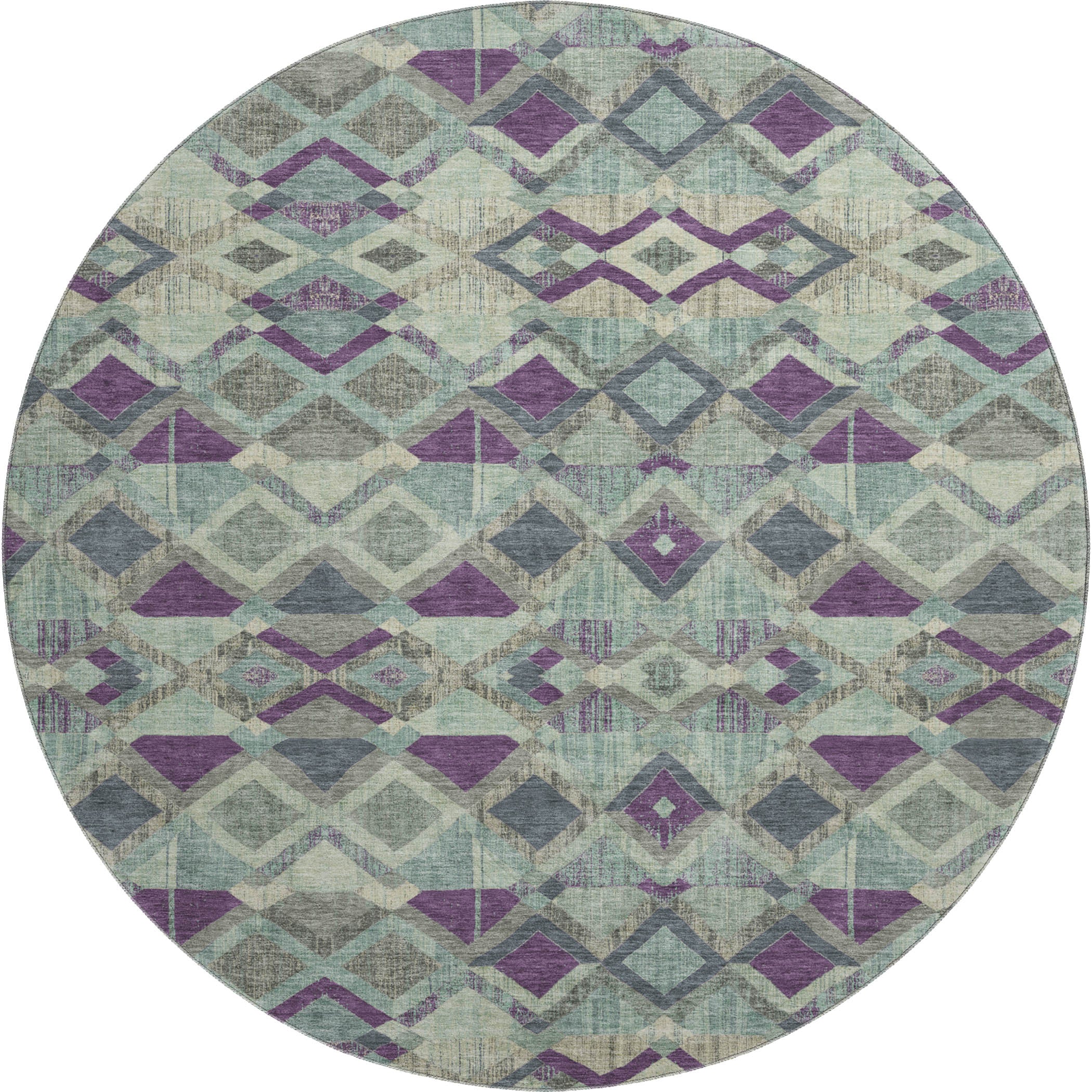 Nairobi Machine Washable Transitional Seafoam Blue Rug 8' x 8' #shape_Round