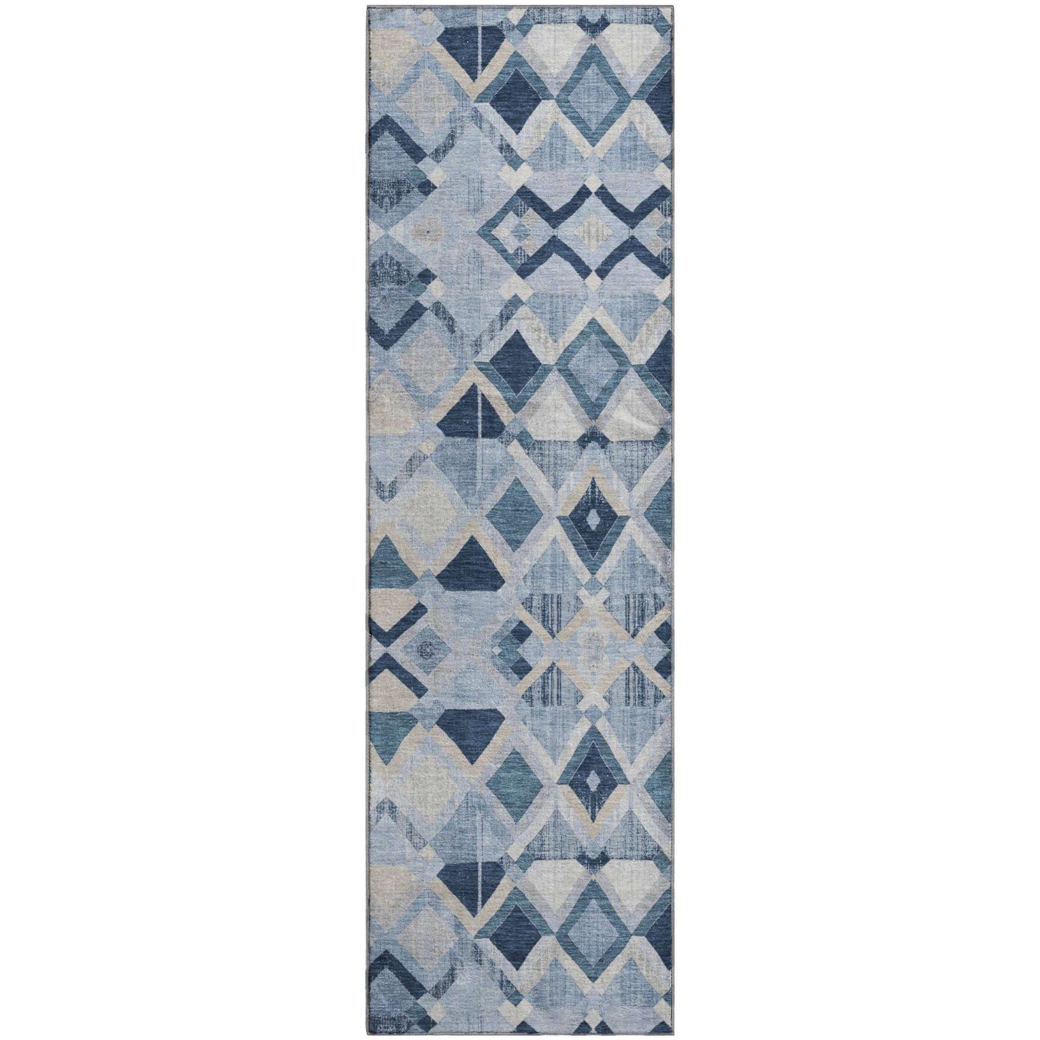 Nairobi Machine Washable Transitional Sky Blue Rug 2'3" x 7'6" #shape_Runner