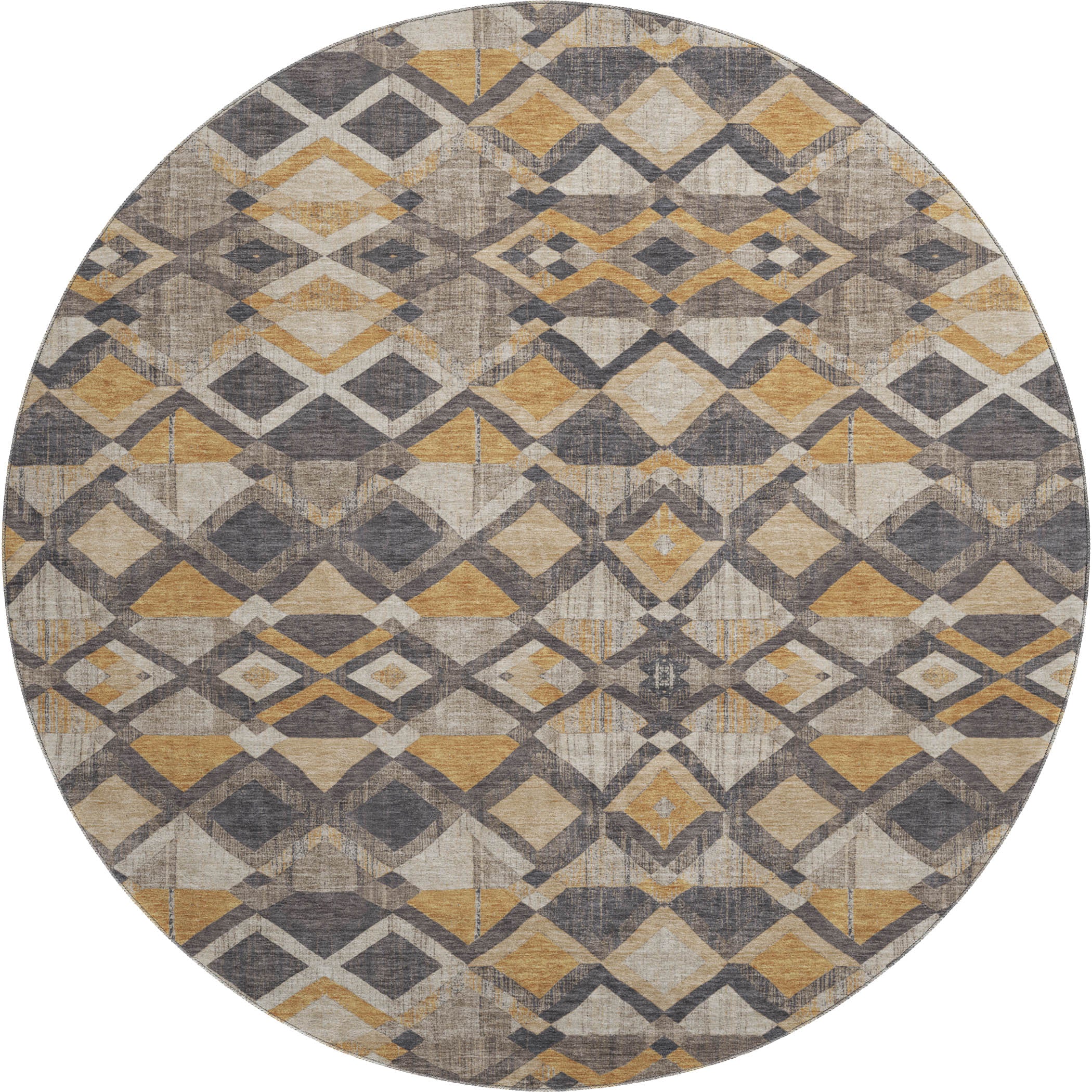 Nairobi Machine Washable Transitional Wheat Gold Rug 8' x 8' #shape_Round