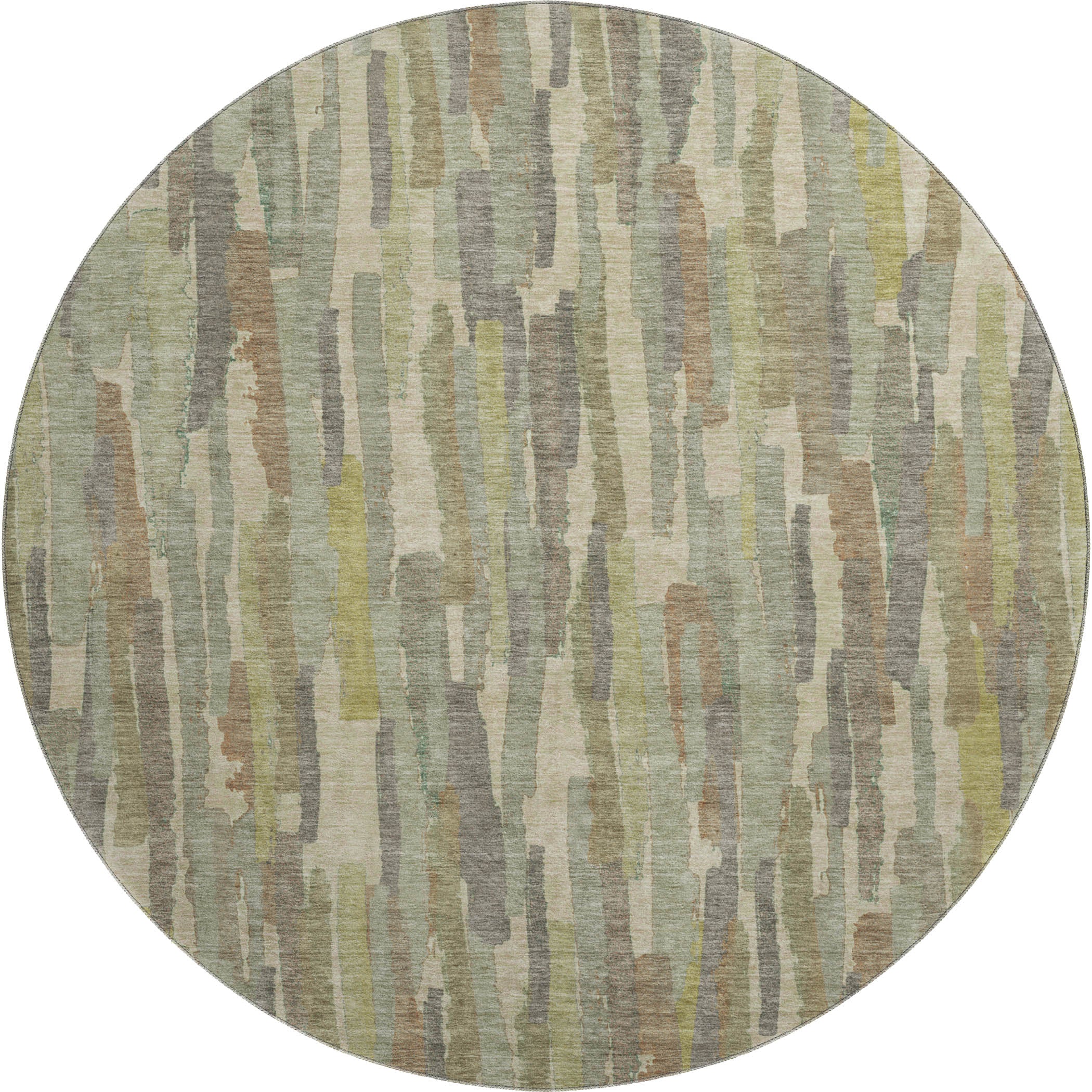 Lucerne Machine Washable Transitional Aloe Green Rug 8' x 8' #shape_Round