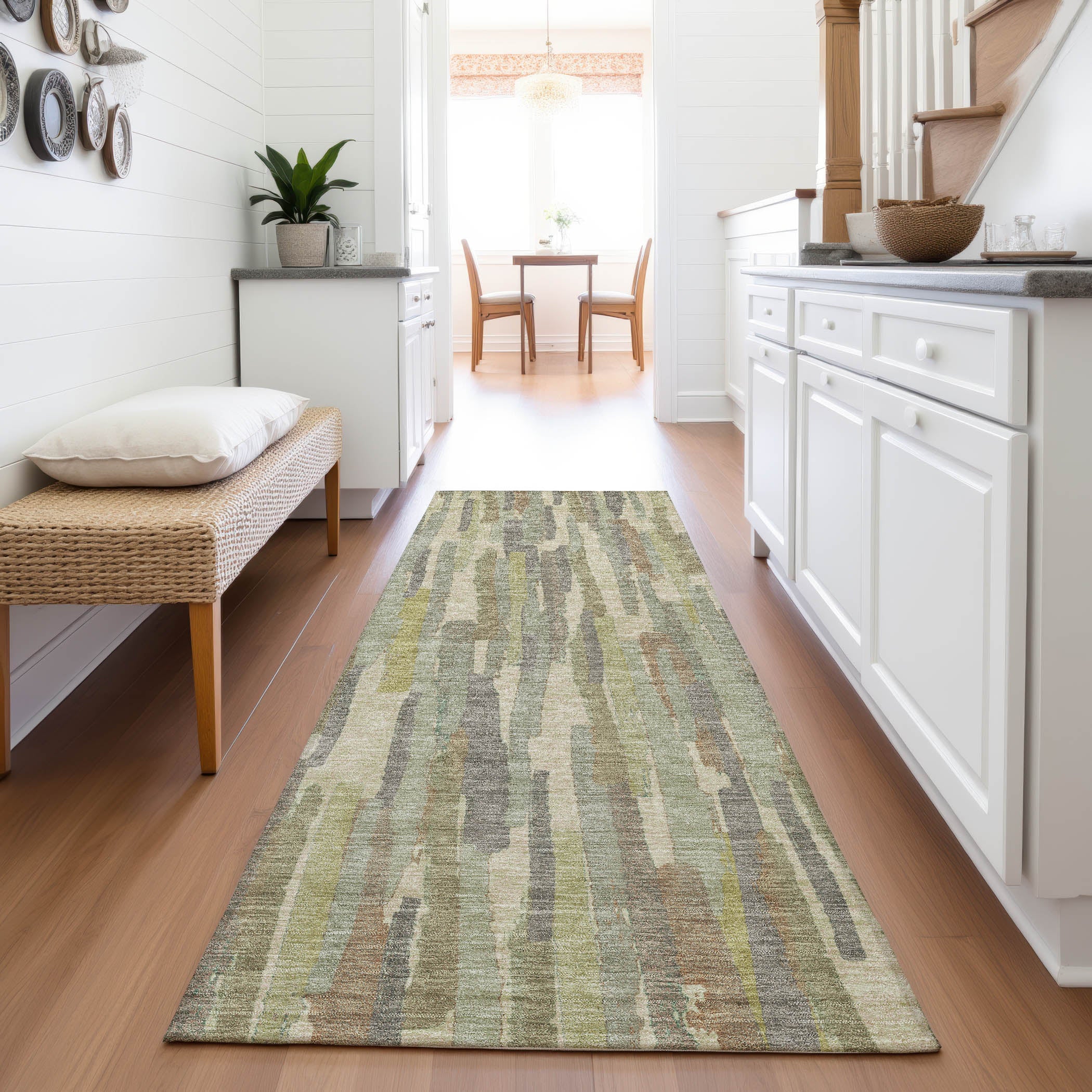 Lucerne Machine Washable Transitional Aloe Green Rug 2'3" x 7'6" #shape_Runner