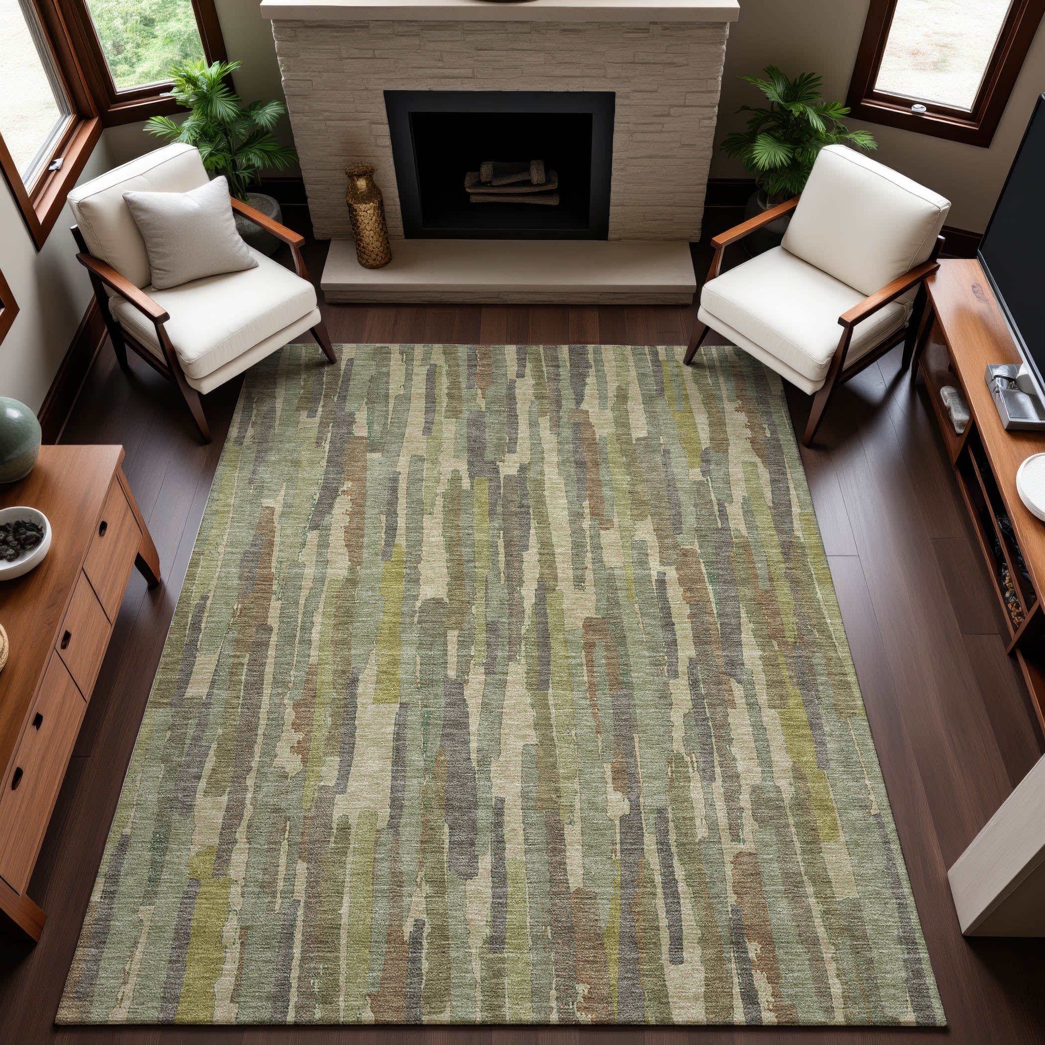 Lucerne Machine Washable Transitional Aloe Green Rug 2'6" x 3'10" #shape_Rectangle