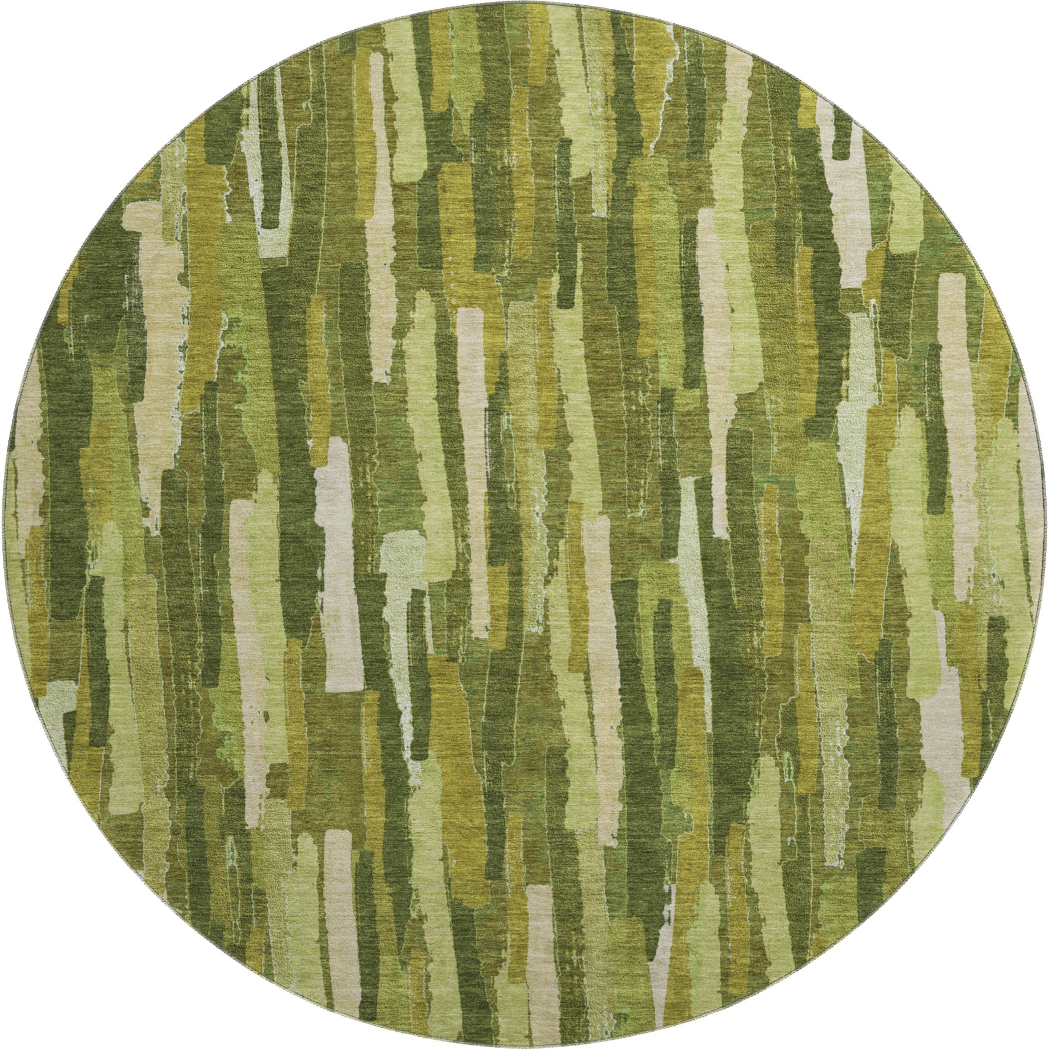 Lucerne Machine Washable Transitional Green Rug 8' x 8' #shape_Round