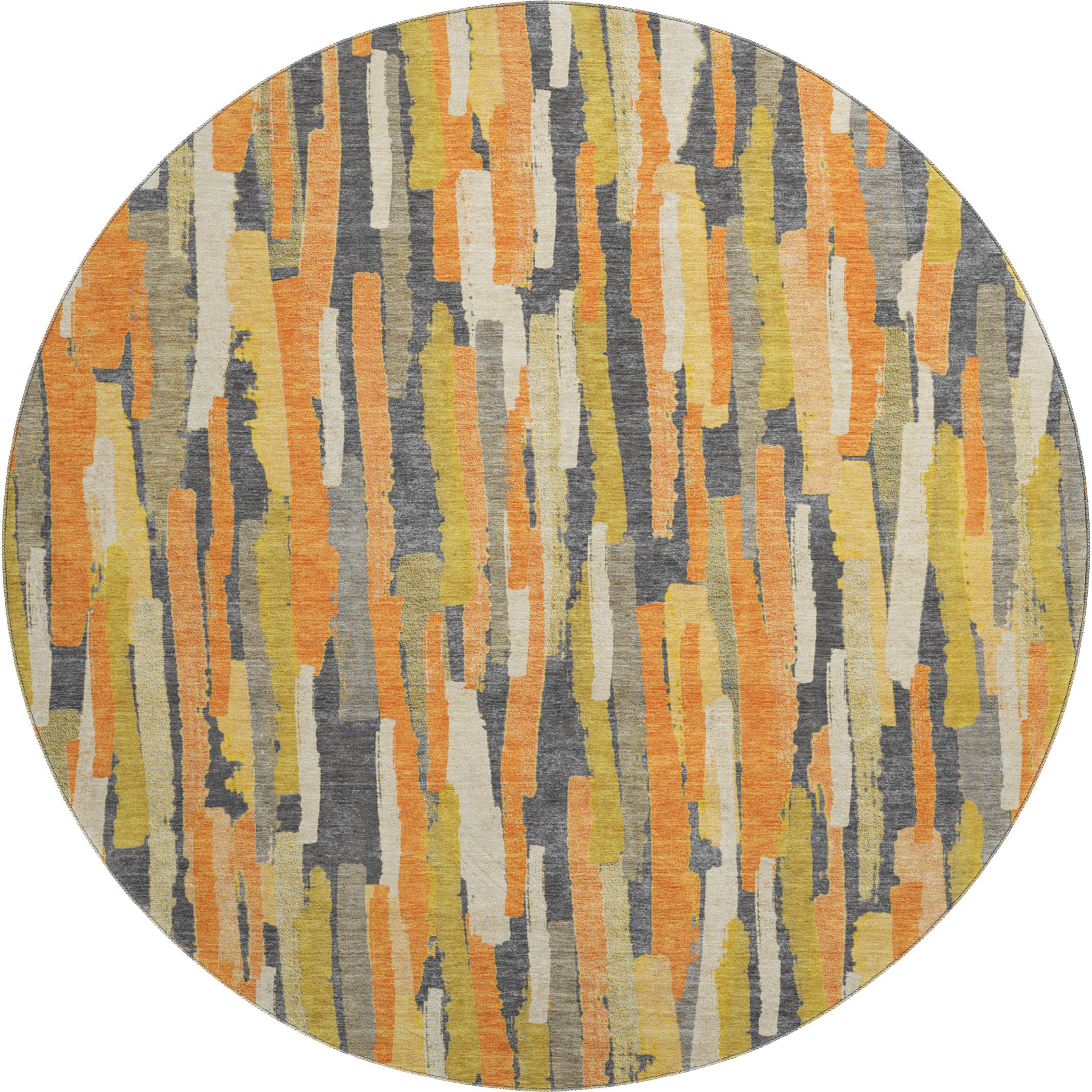 Lucerne Machine Washable Transitional Orange Rug 8' x 8' #shape_Round