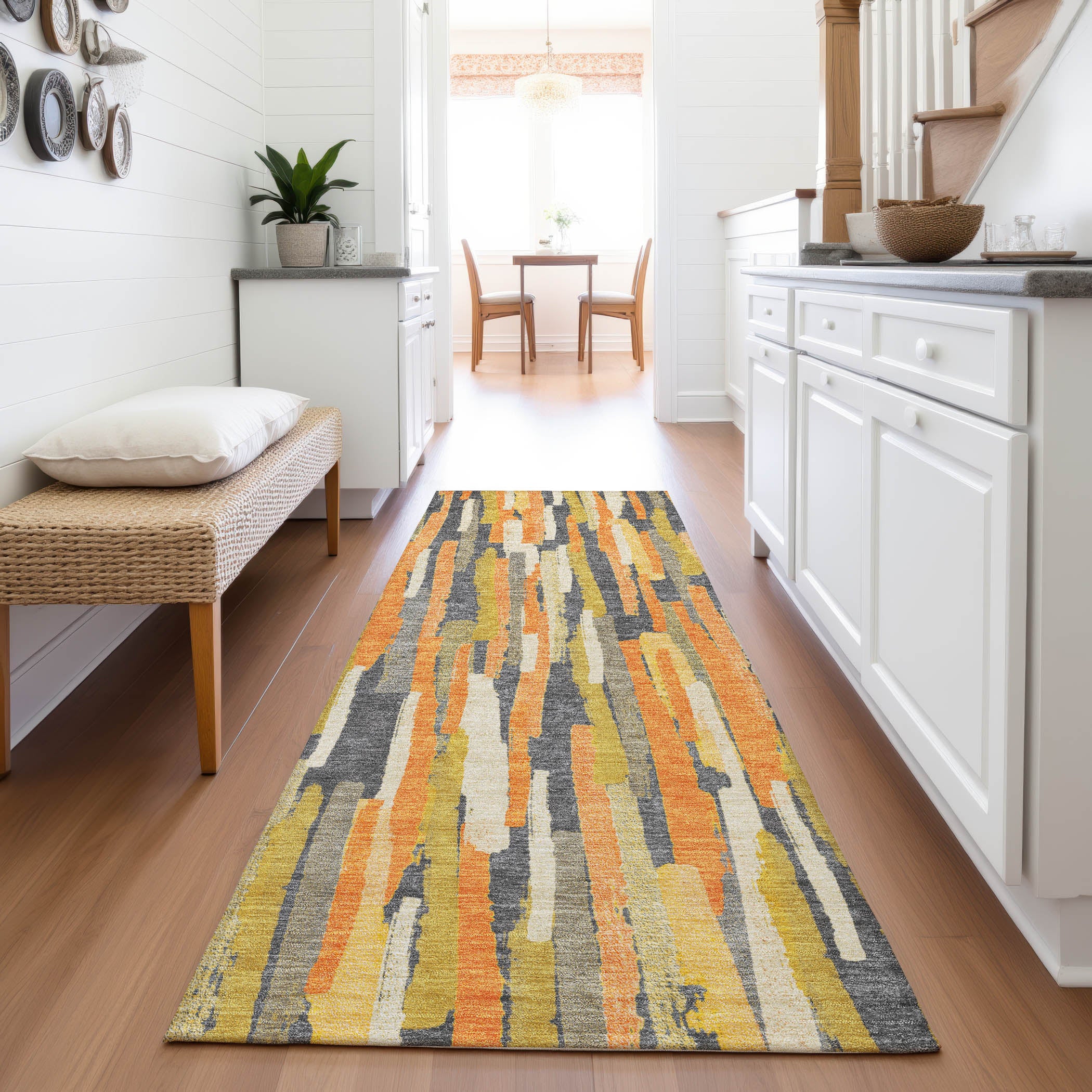 Lucerne Machine Washable Transitional Orange Rug 2'3" x 7'6" #shape_Runner