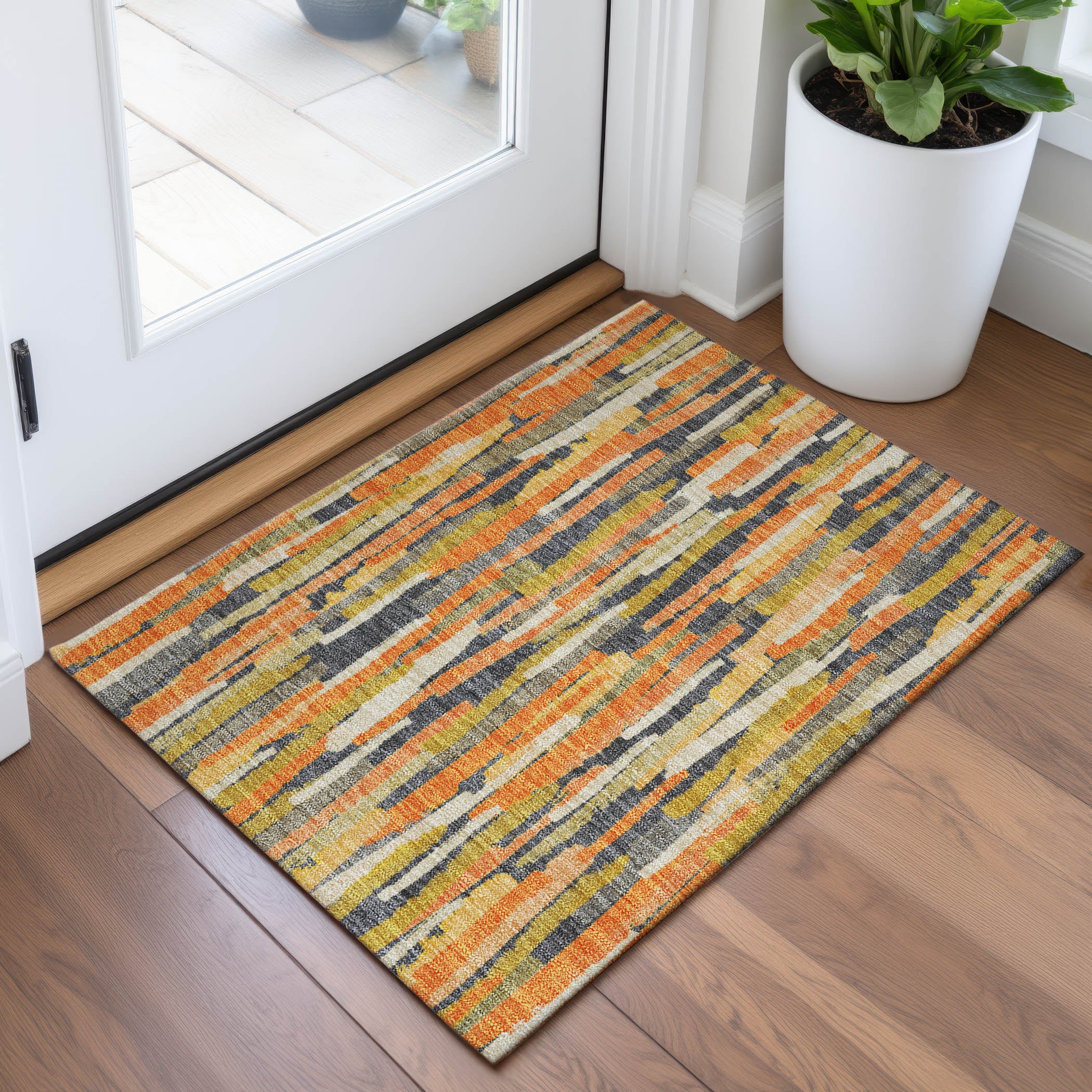 Lucerne Machine Washable Transitional Orange Rug 1'8" x 2'6" #shape_Rectangle