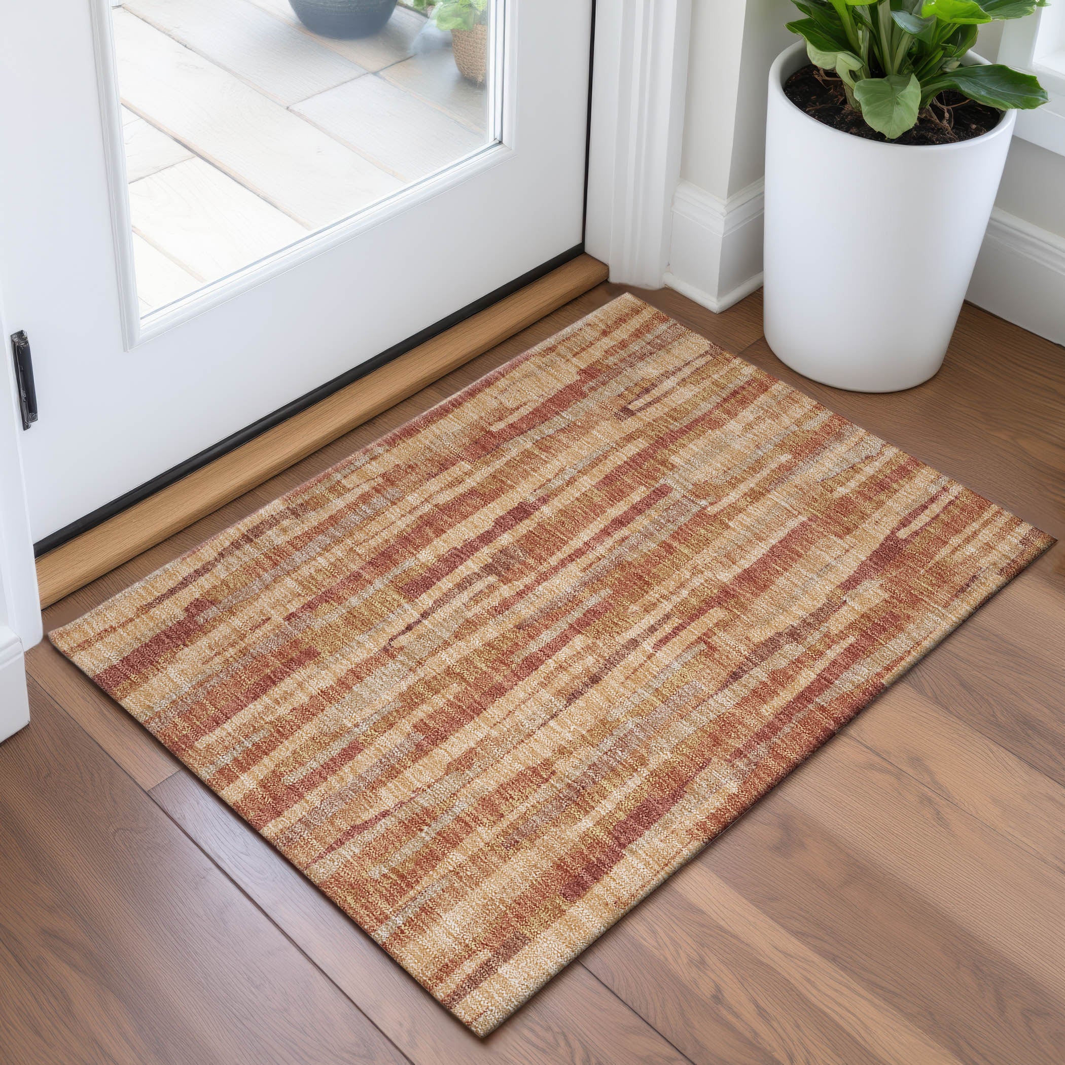 Lucerne Machine Washable Transitional Salmon Orange Rug 1'8" x 2'6" #shape_Rectangle