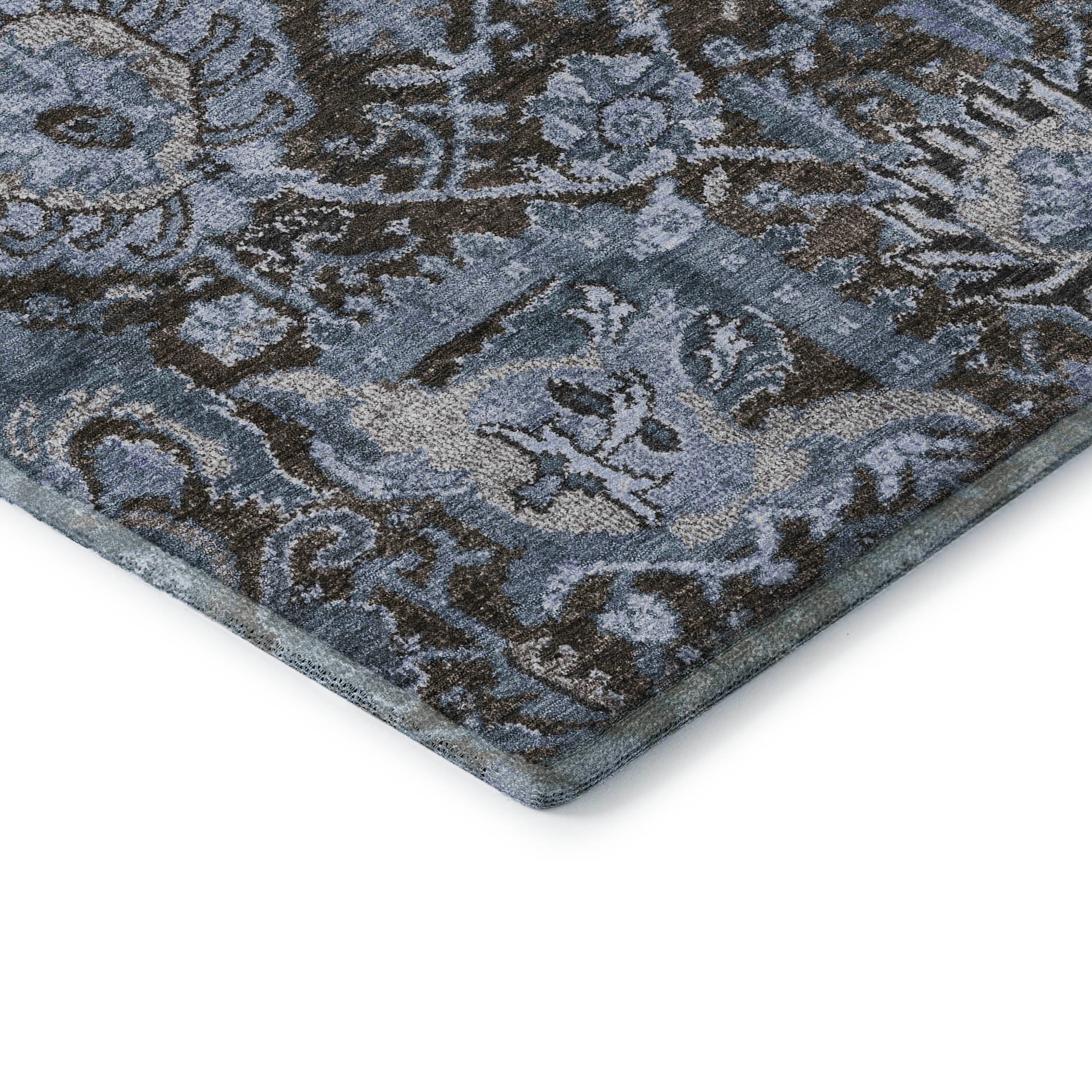 Reykjavik Machine Washable Transitional Denim Blue Rug 1'8" x 2'6" #shape_Rectangle