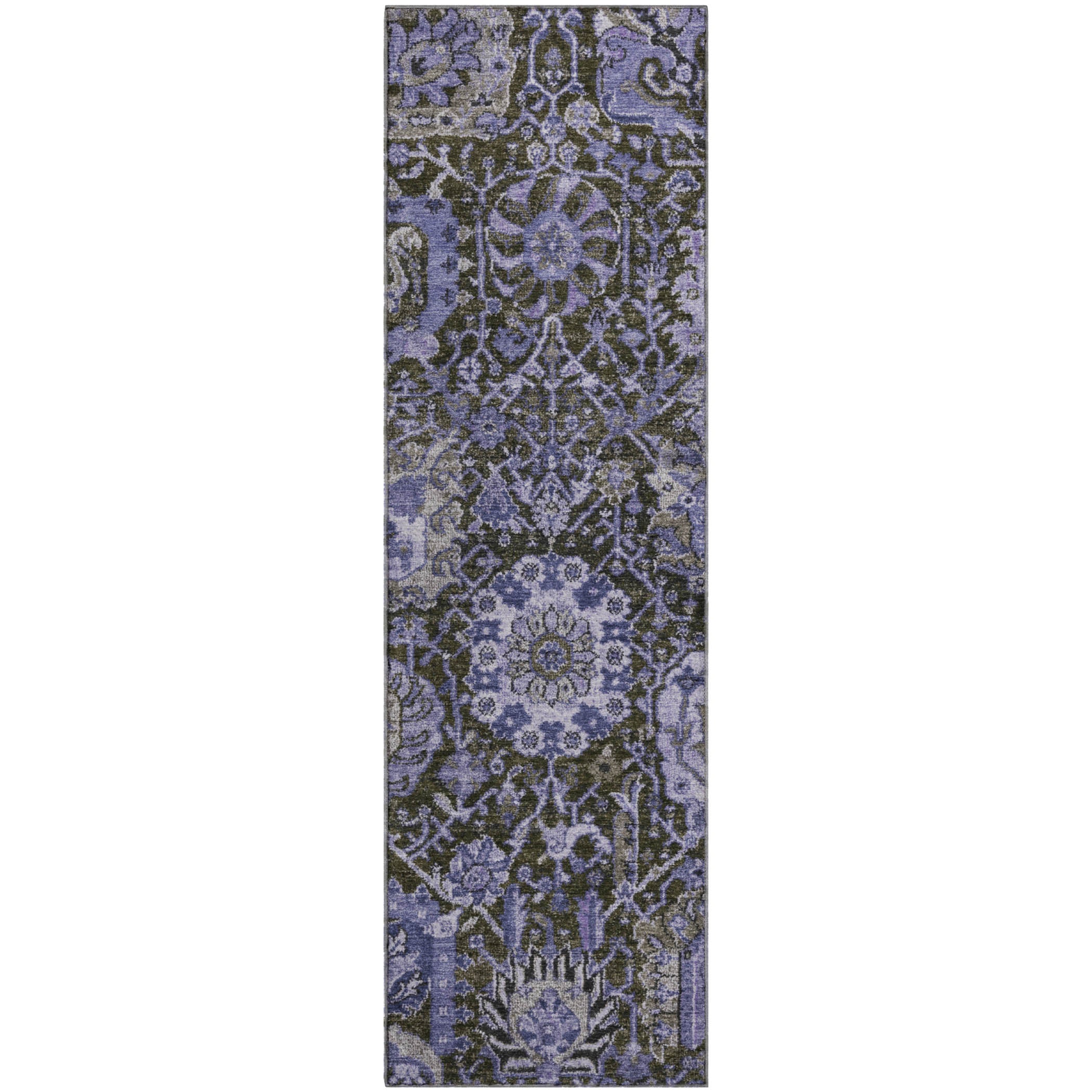 Reykjavik Machine Washable Transitional Purple Rug 2'3" x 7'6" #shape_Runner