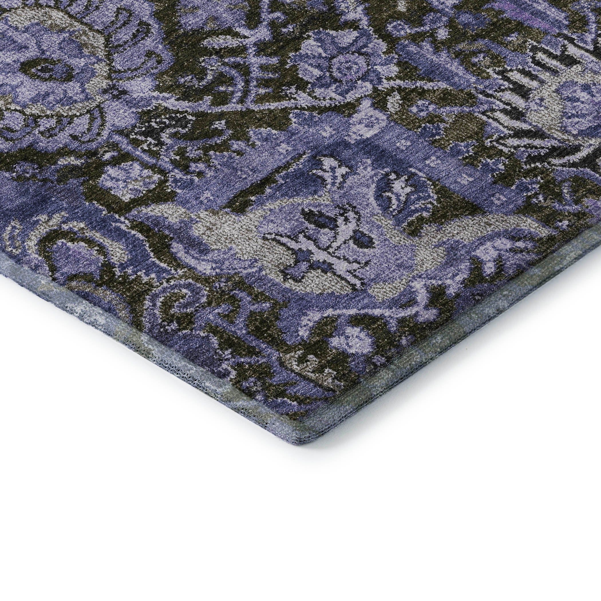 Reykjavik Machine Washable Transitional Purple Rug 1'8" x 2'6" #shape_Rectangle