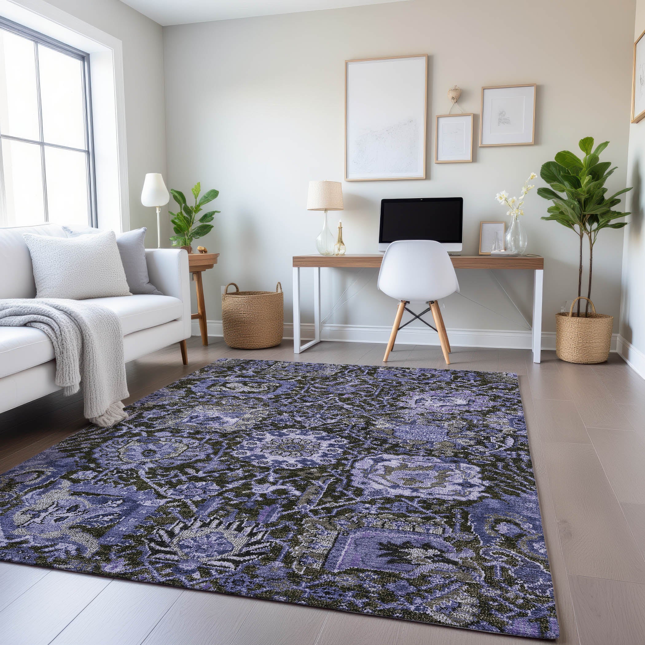 Reykjavik Machine Washable Transitional Purple Rug 2'6" x 3'10" #shape_Rectangle