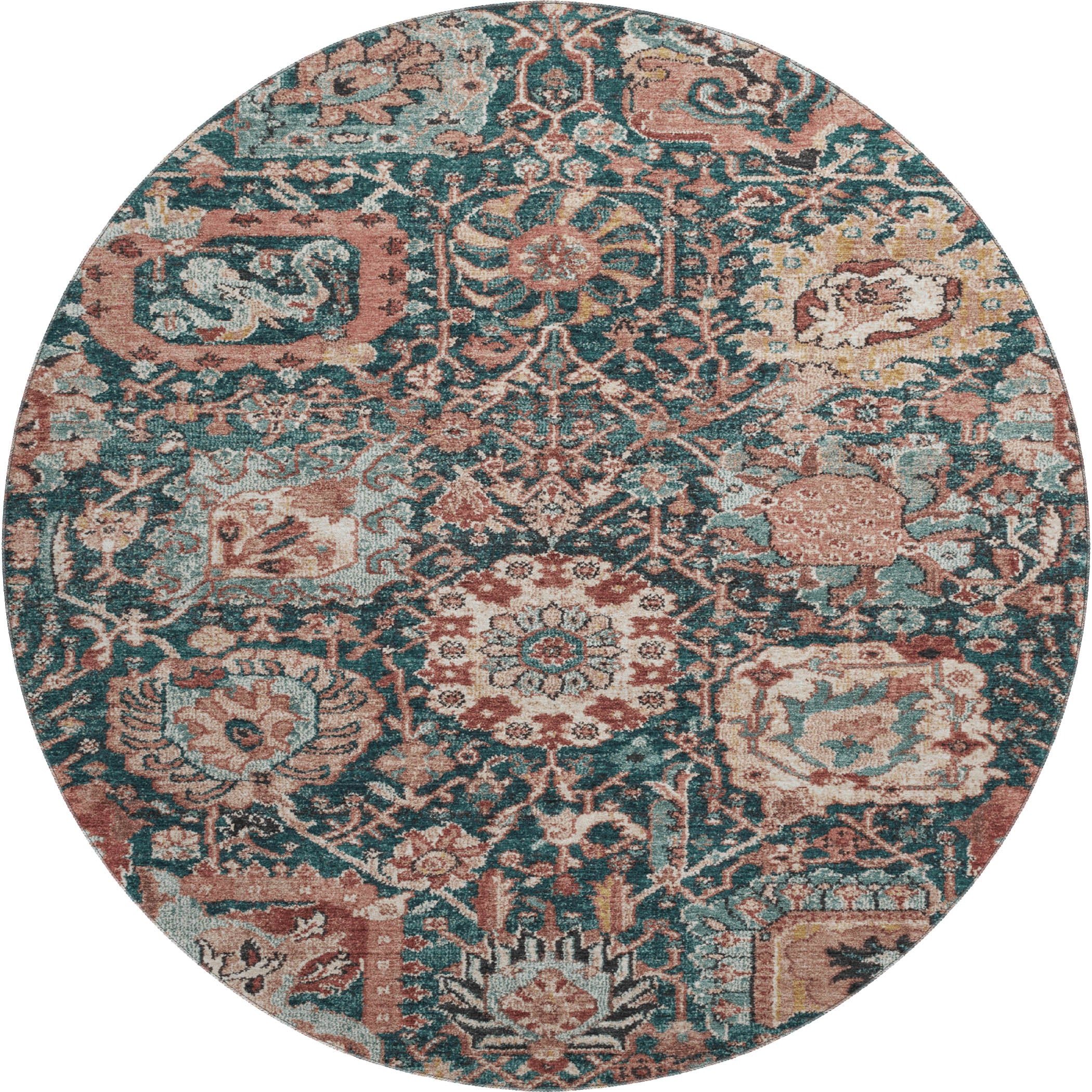 Reykjavik Machine Washable Transitional Salmon Orange Rug 8' x 8' #shape_Round
