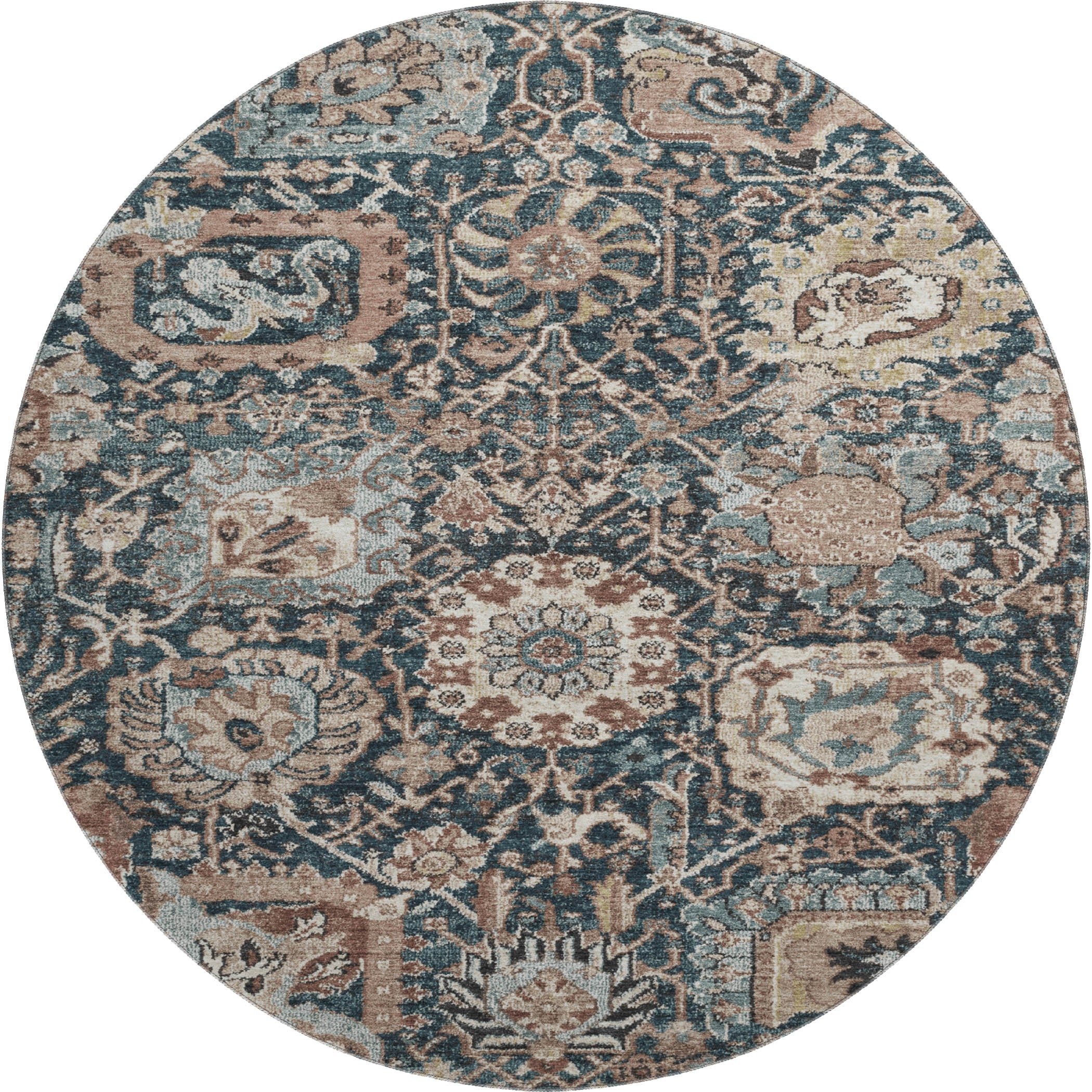 Reykjavik Machine Washable Transitional Taupe Brown Rug 8' x 8' #shape_Round
