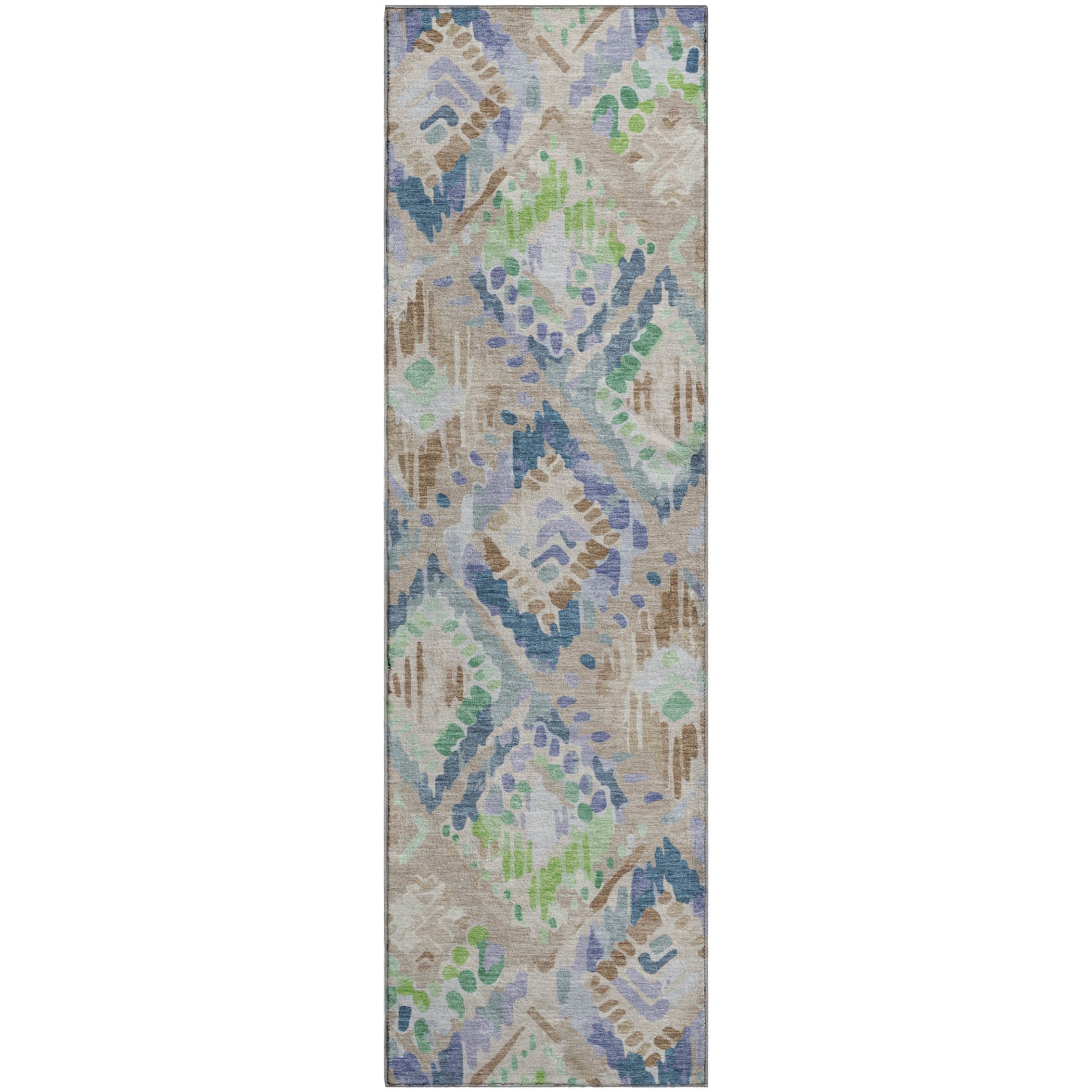 Florence Machine Washable Transitional Beige Brown Rug 2'3" x 7'6" #shape_Runner