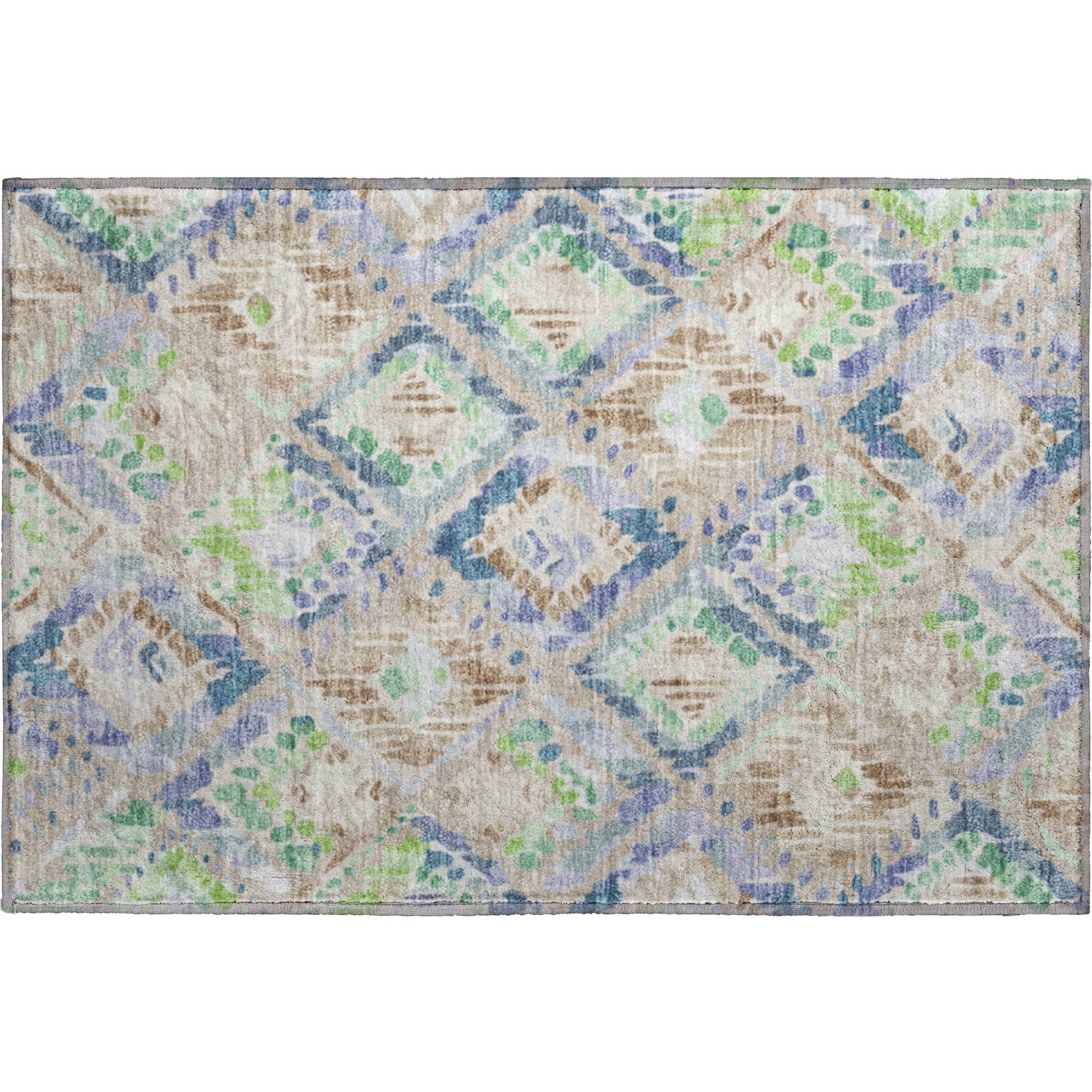 Florence Machine Washable Transitional Beige Brown Rug 1'8" x 2'6" #shape_Rectangle