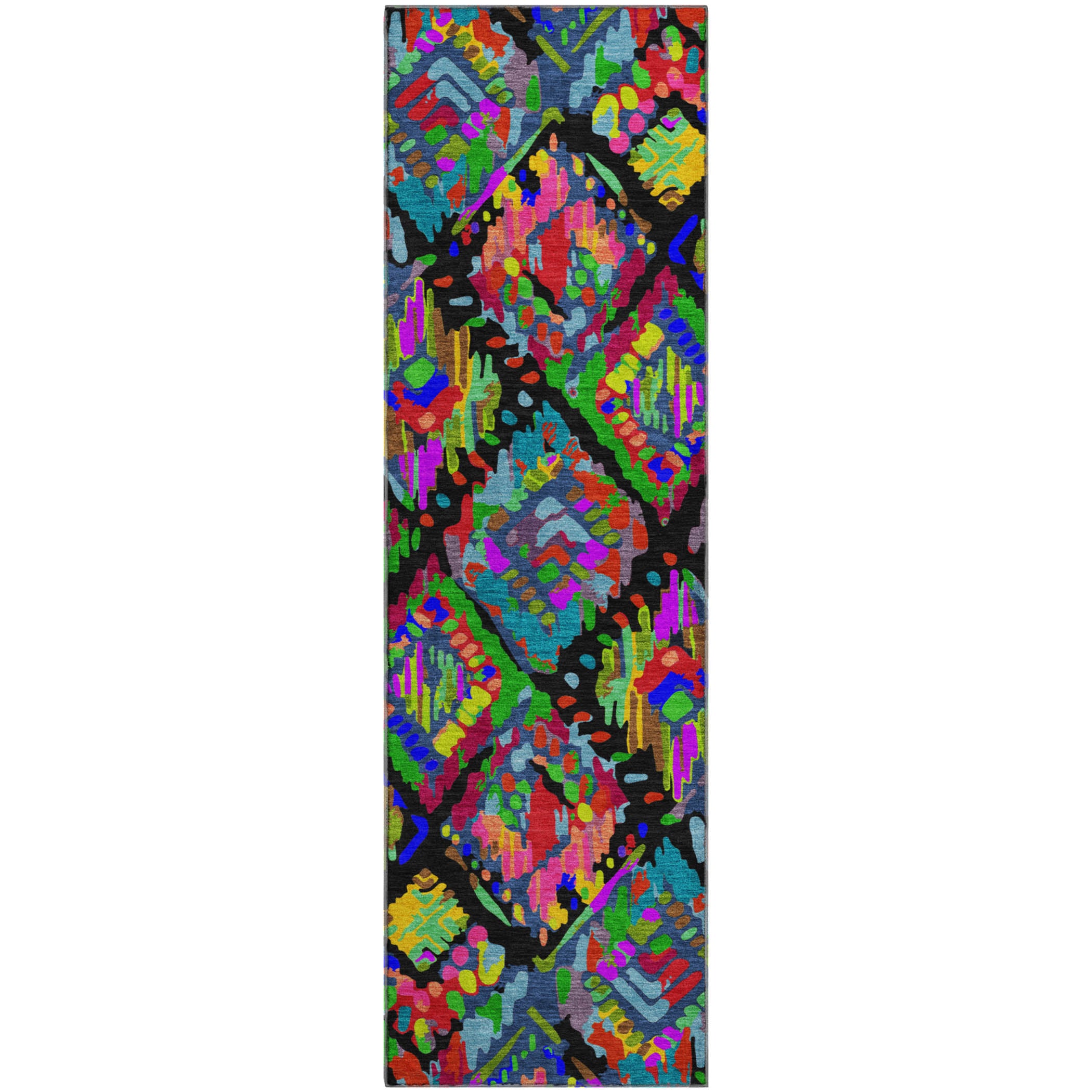 Florence Machine Washable Transitional Black Rug 2'3" x 7'6" #shape_Runner