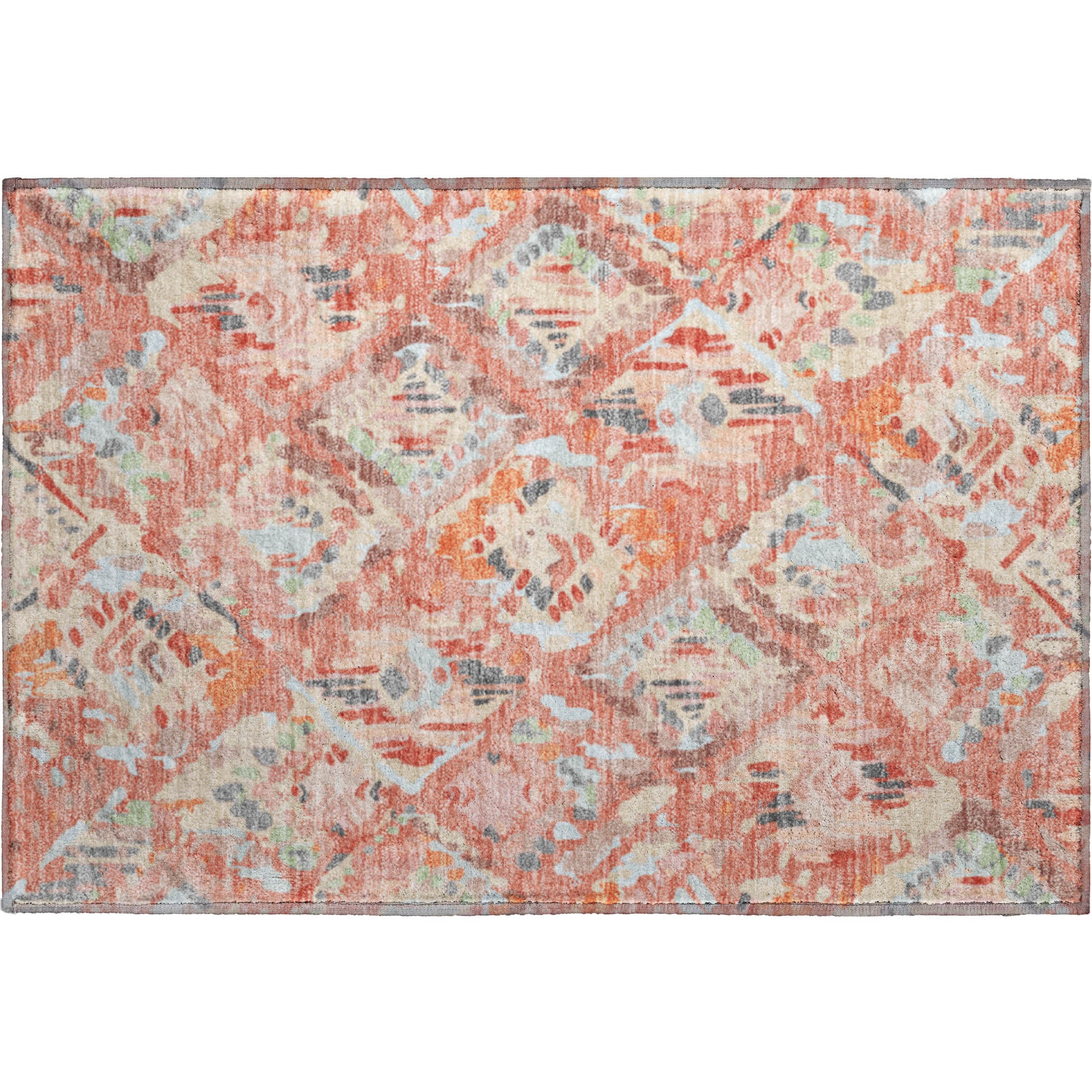 Florence Machine Washable Transitional Coral Orange Rug 1'8" x 2'6" #shape_Rectangle