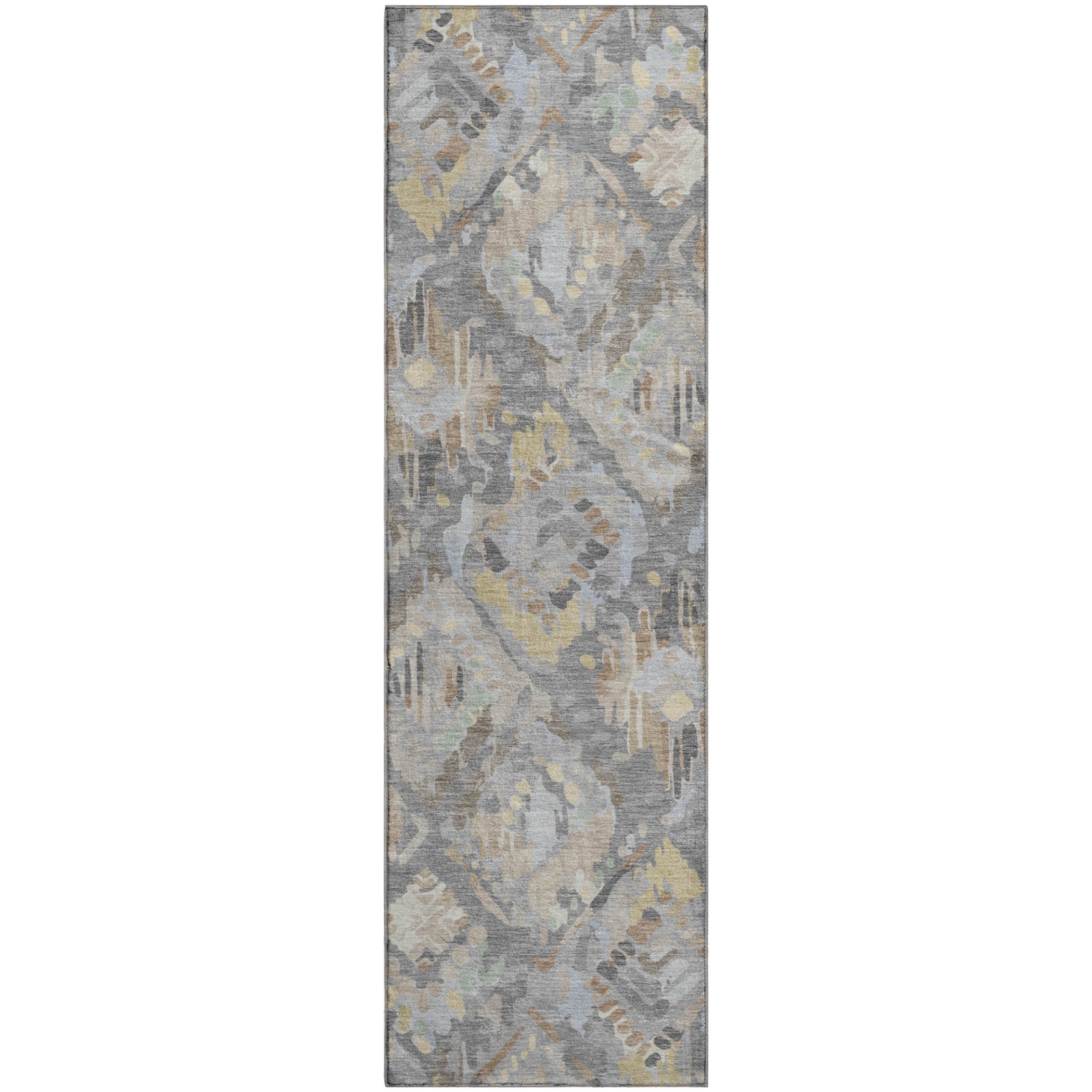Florence Machine Washable Transitional Gray Rug 2'3" x 7'6" #shape_Runner