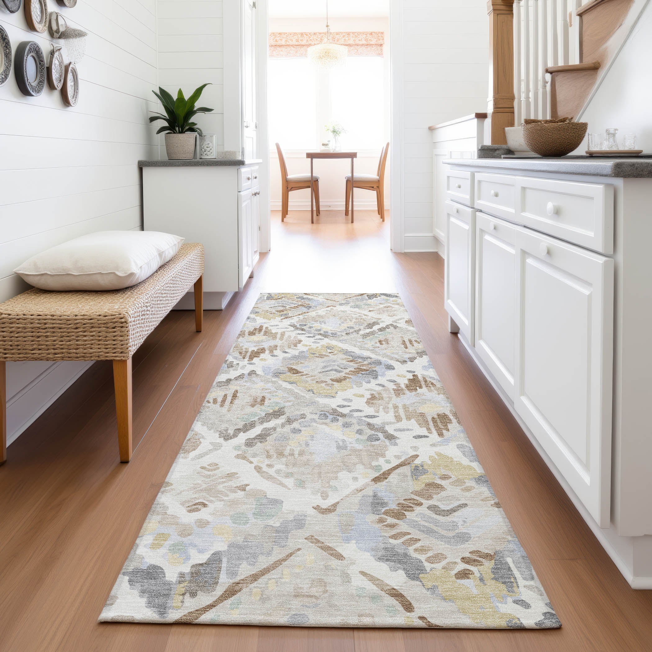 Florence Machine Washable Transitional Ivory Rug 2'3" x 7'6" #shape_Runner