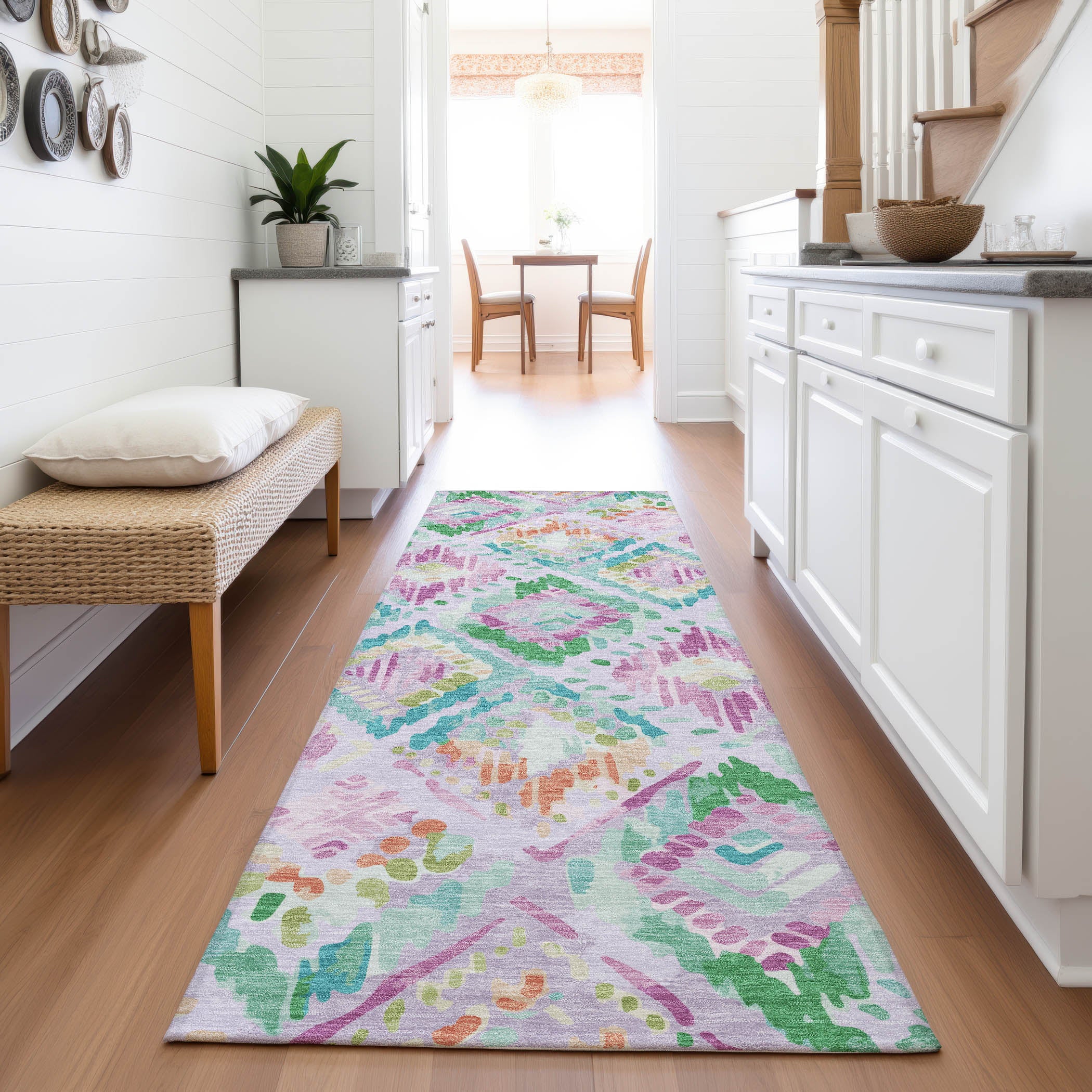 Florence Machine Washable Transitional Lavender Purple Rug 2'3" x 7'6" #shape_Runner