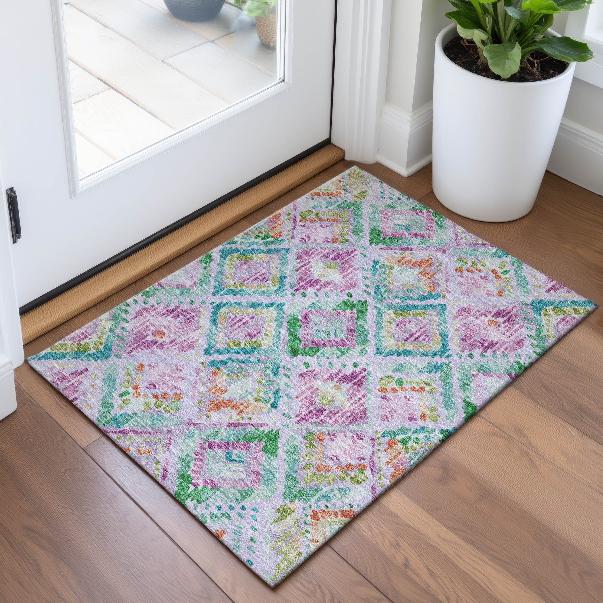 Florence Machine Washable Transitional Lavender Purple Rug 1'8" x 2'6" #shape_Rectangle