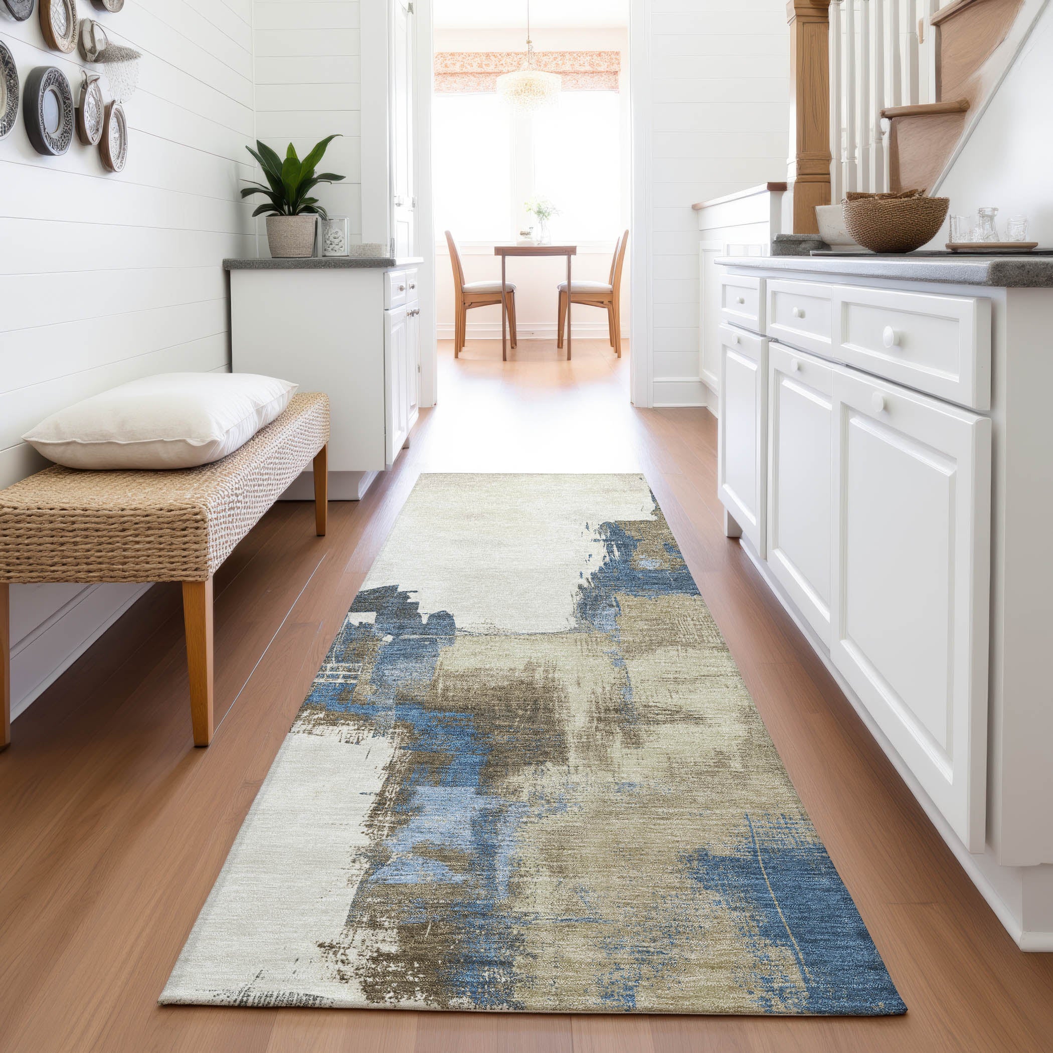 Lucerne Machine Washable Transitional Beige Brown Rug 2'3" x 7'6" #shape_Runner