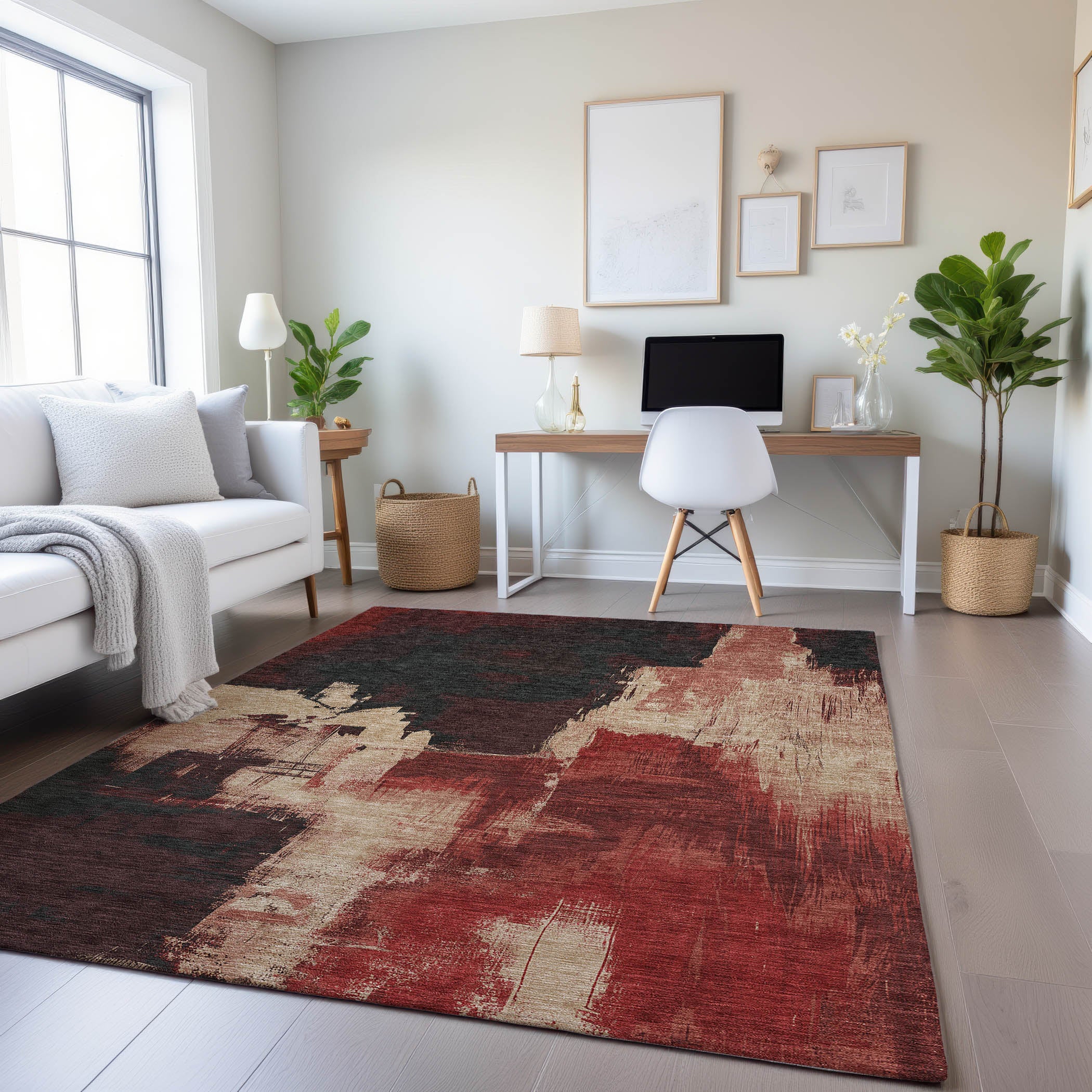 Lucerne Machine Washable Transitional Brick Red Rug 2'6" x 3'10" #shape_Rectangle
