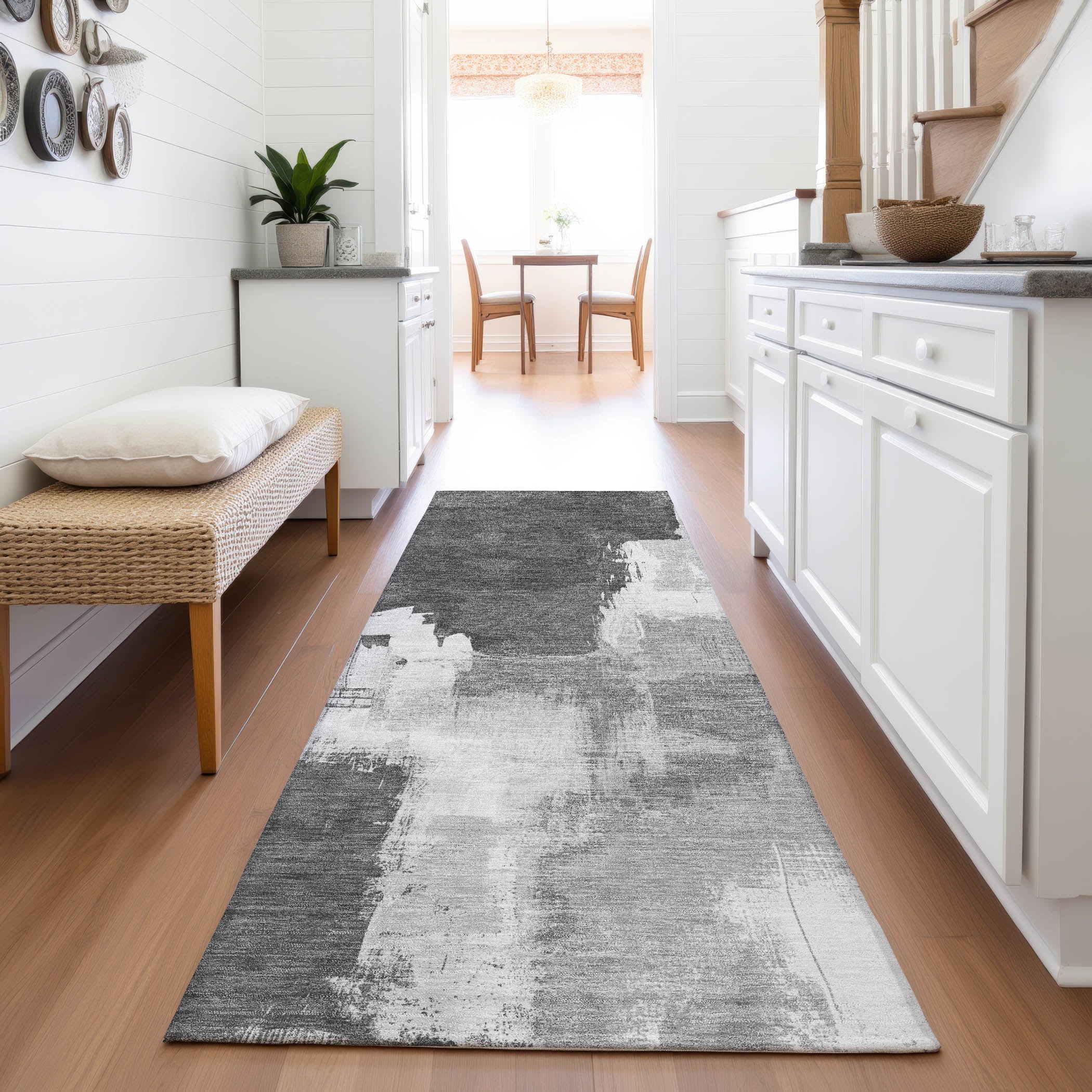 Lucerne Machine Washable Transitional Gray Rug 2'3" x 7'6" #shape_Runner