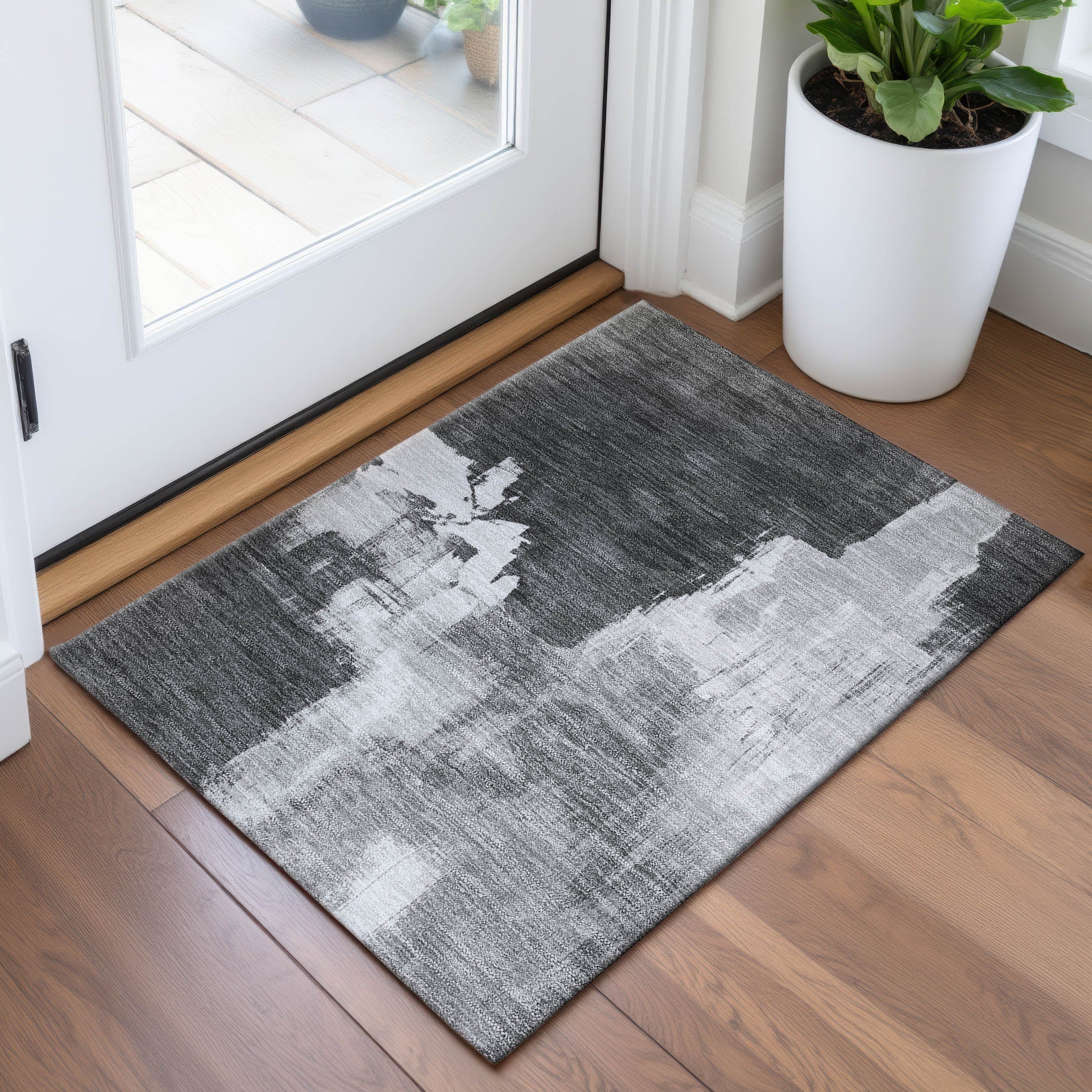 Lucerne Machine Washable Transitional Gray Rug 1'8" x 2'6" #shape_Rectangle