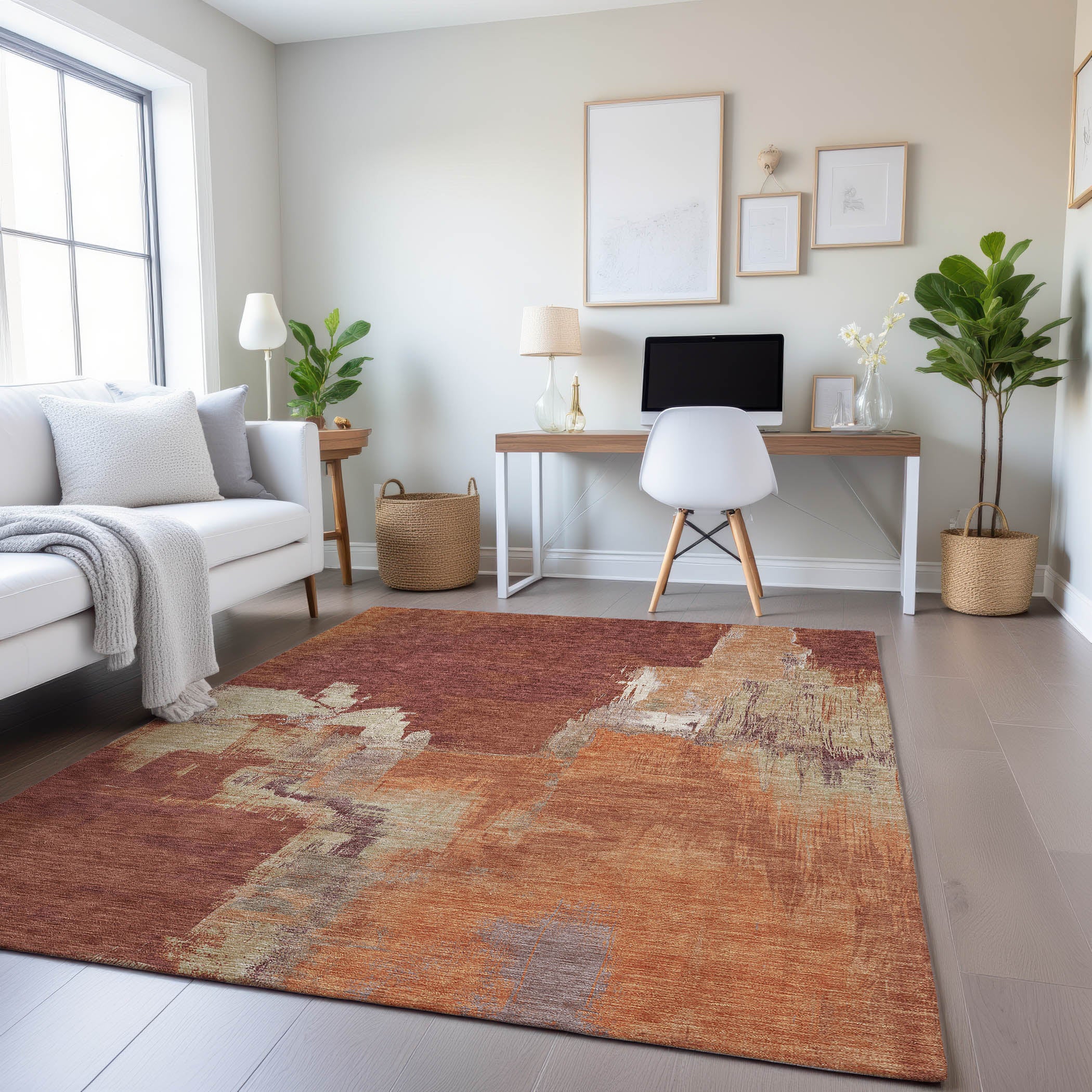 Lucerne Machine Washable Transitional Paprika Orange Rug 2'6" x 3'10" #shape_Rectangle