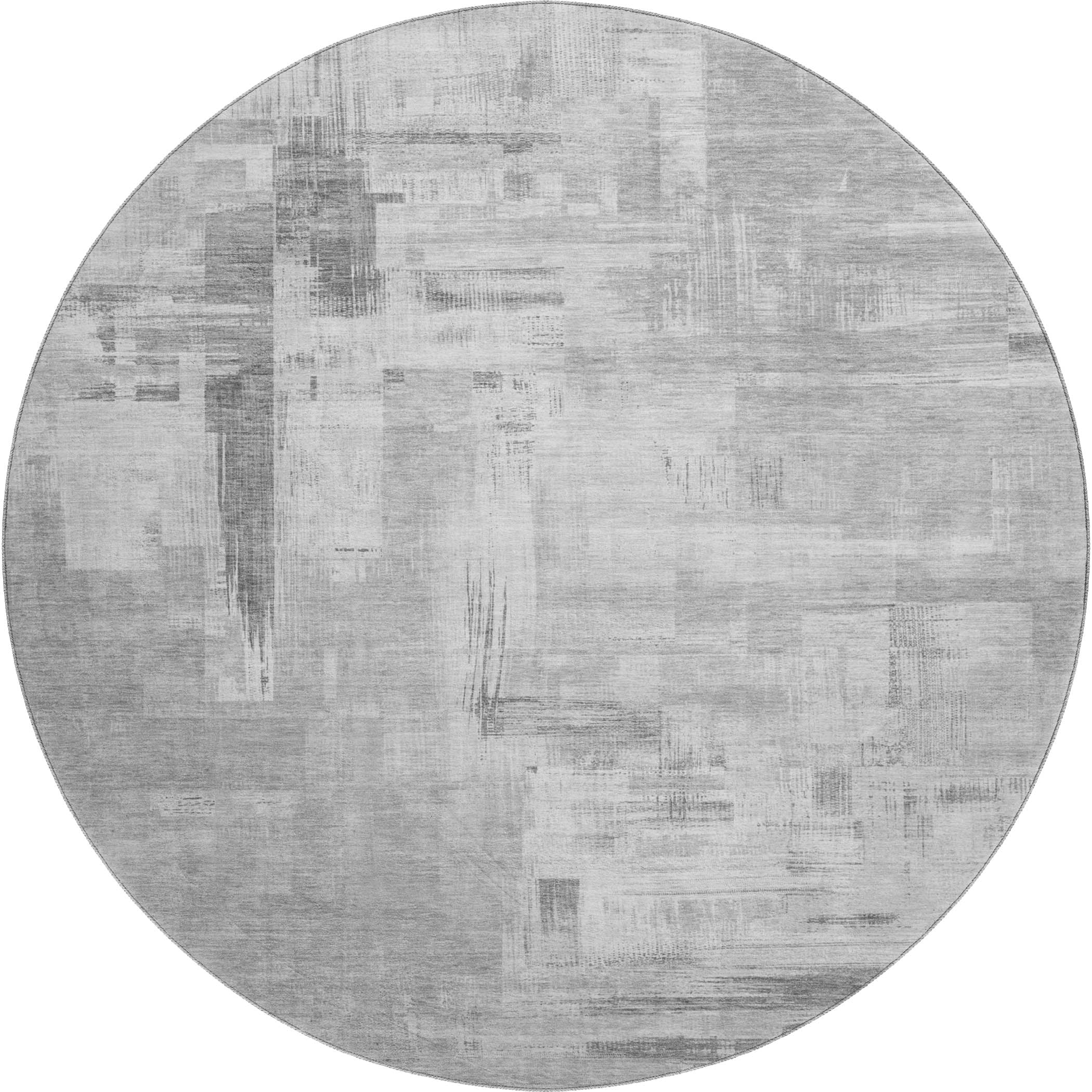 Vienna Machine Washable Transitional Gray Rug 8' x 8' #shape_Round