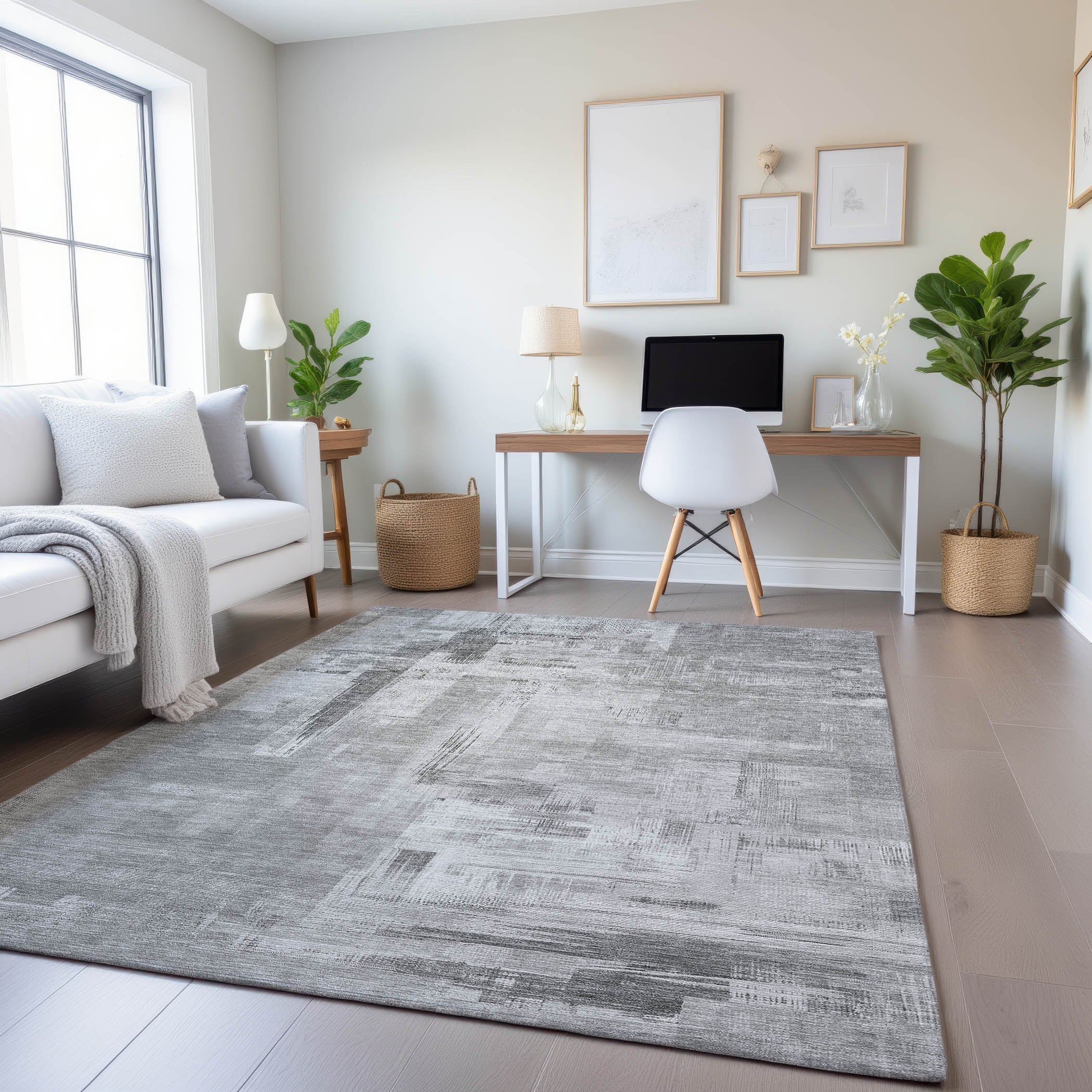 Vienna Machine Washable Transitional Gray Rug 2'6" x 3'10" #shape_Rectangle