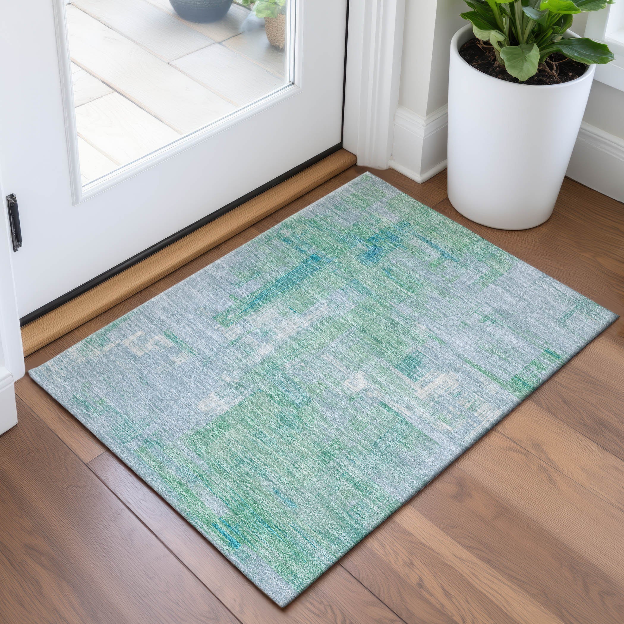 Vienna Machine Washable Transitional Sky Blue Rug 1'8" x 2'6" #shape_Rectangle