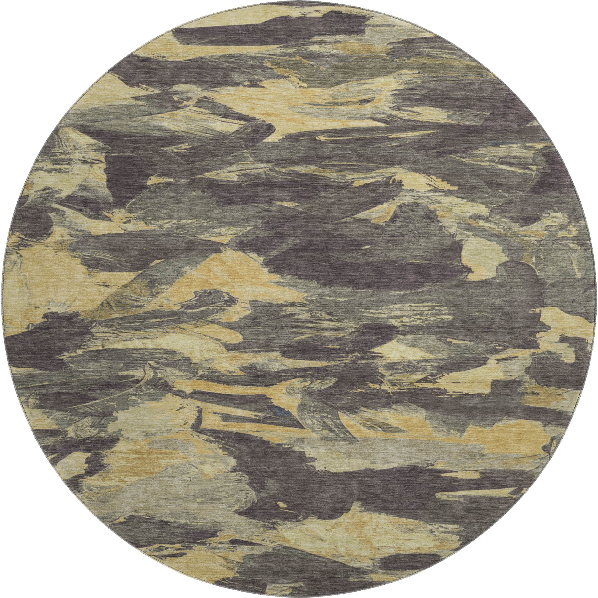 Cusco Machine Washable Transitional Charcoal Gray Rug 8' x 8' #shape_Round