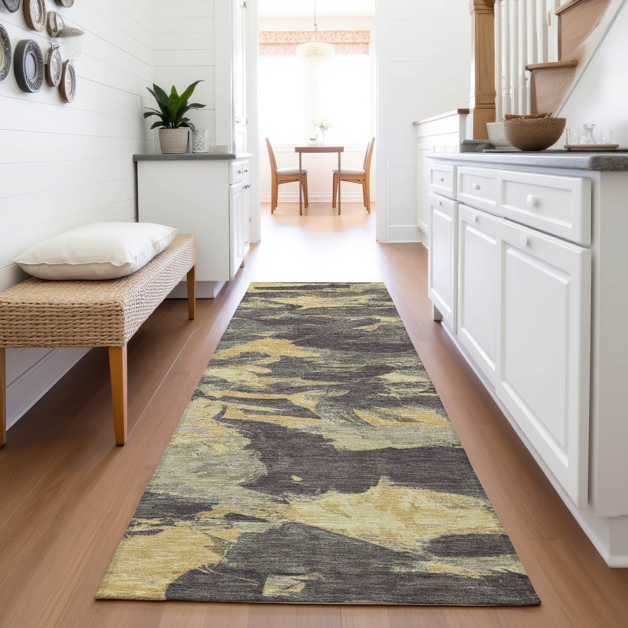Cusco Machine Washable Transitional Charcoal Gray Rug 2'3" x 7'6" #shape_Runner