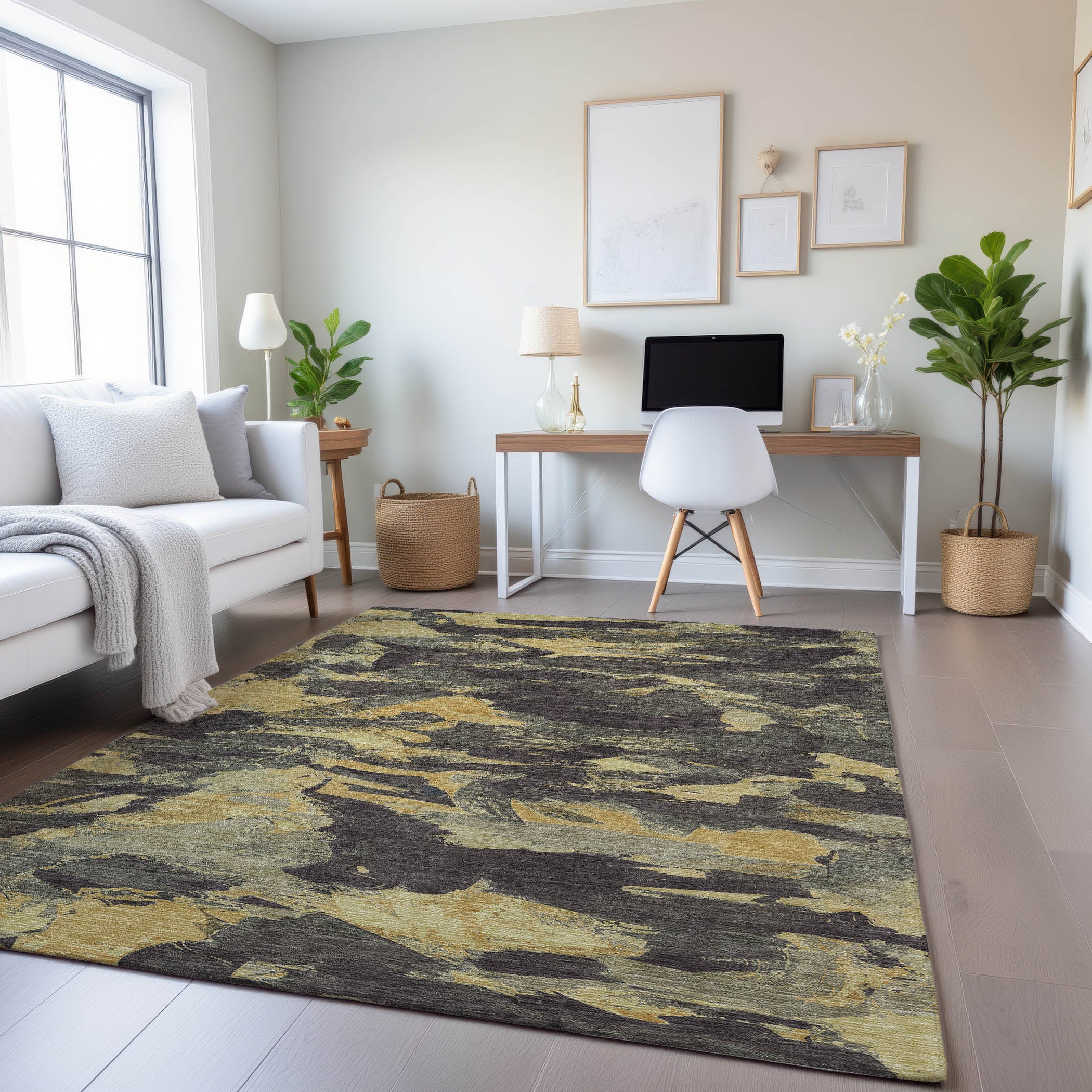 Cusco Machine Washable Transitional Charcoal Gray Rug 2'6" x 3'10" #shape_Rectangle