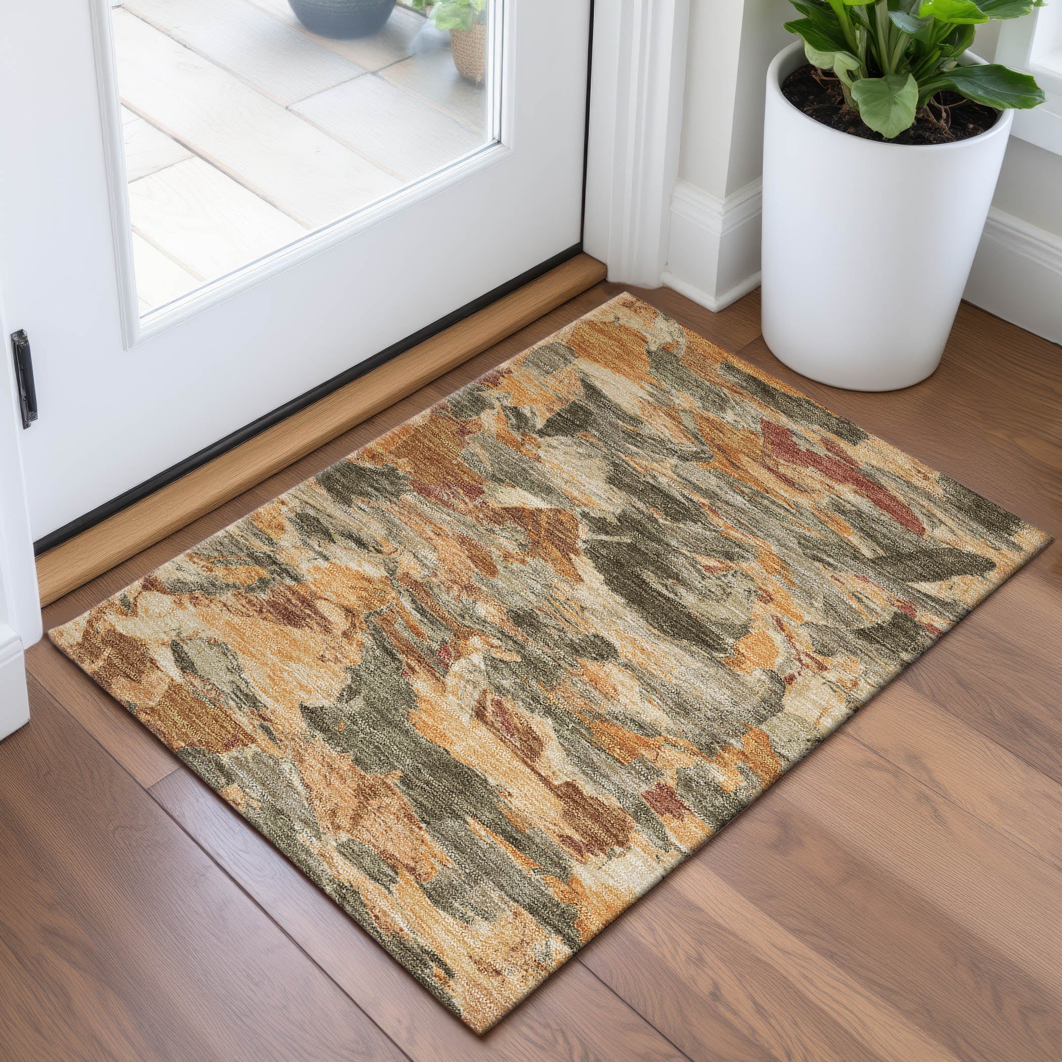 Cusco Machine Washable Transitional Copper Orange Rug 1'8" x 2'6" #shape_Rectangle