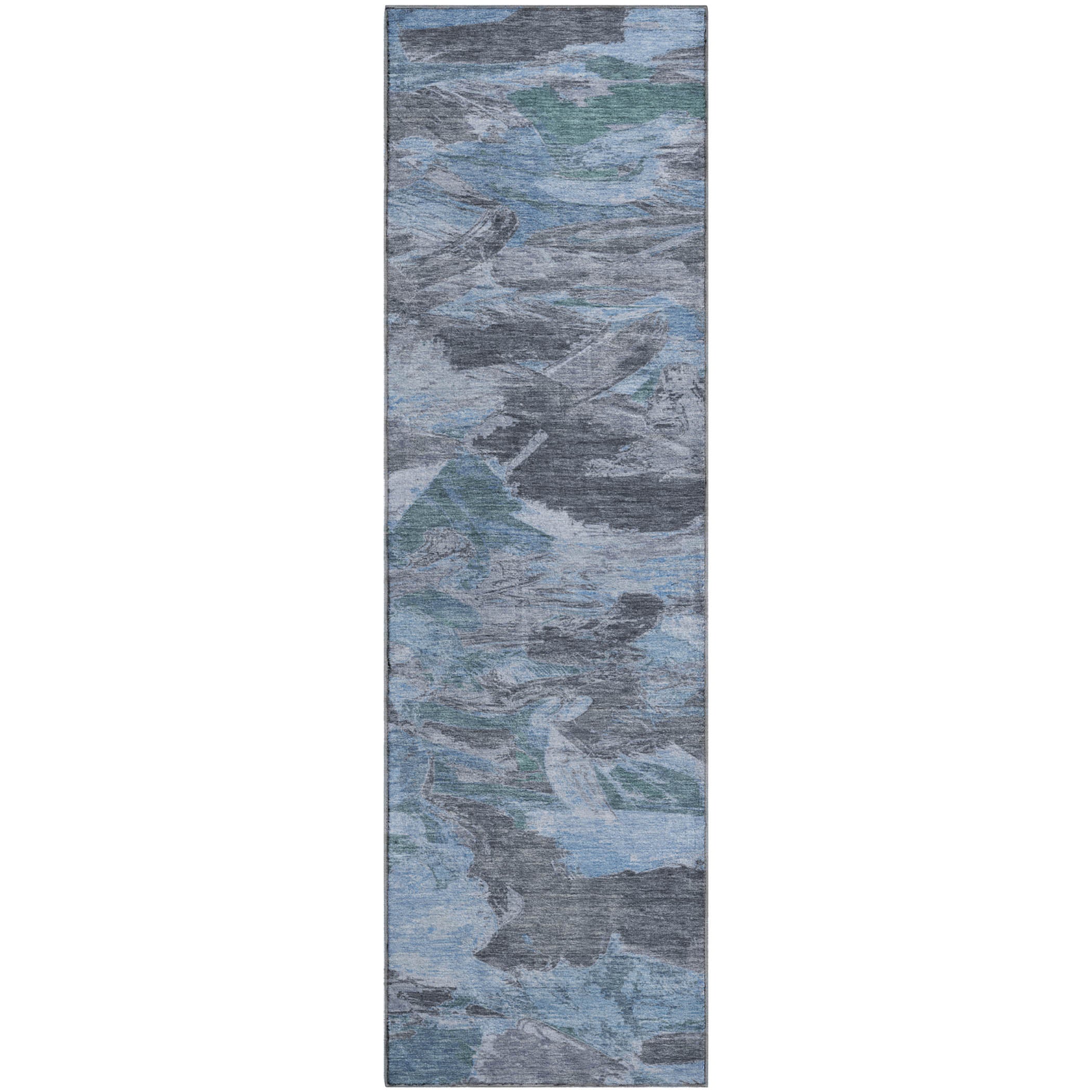 Cusco Machine Washable Transitional Denim Blue Rug 2'3" x 7'6" #shape_Runner