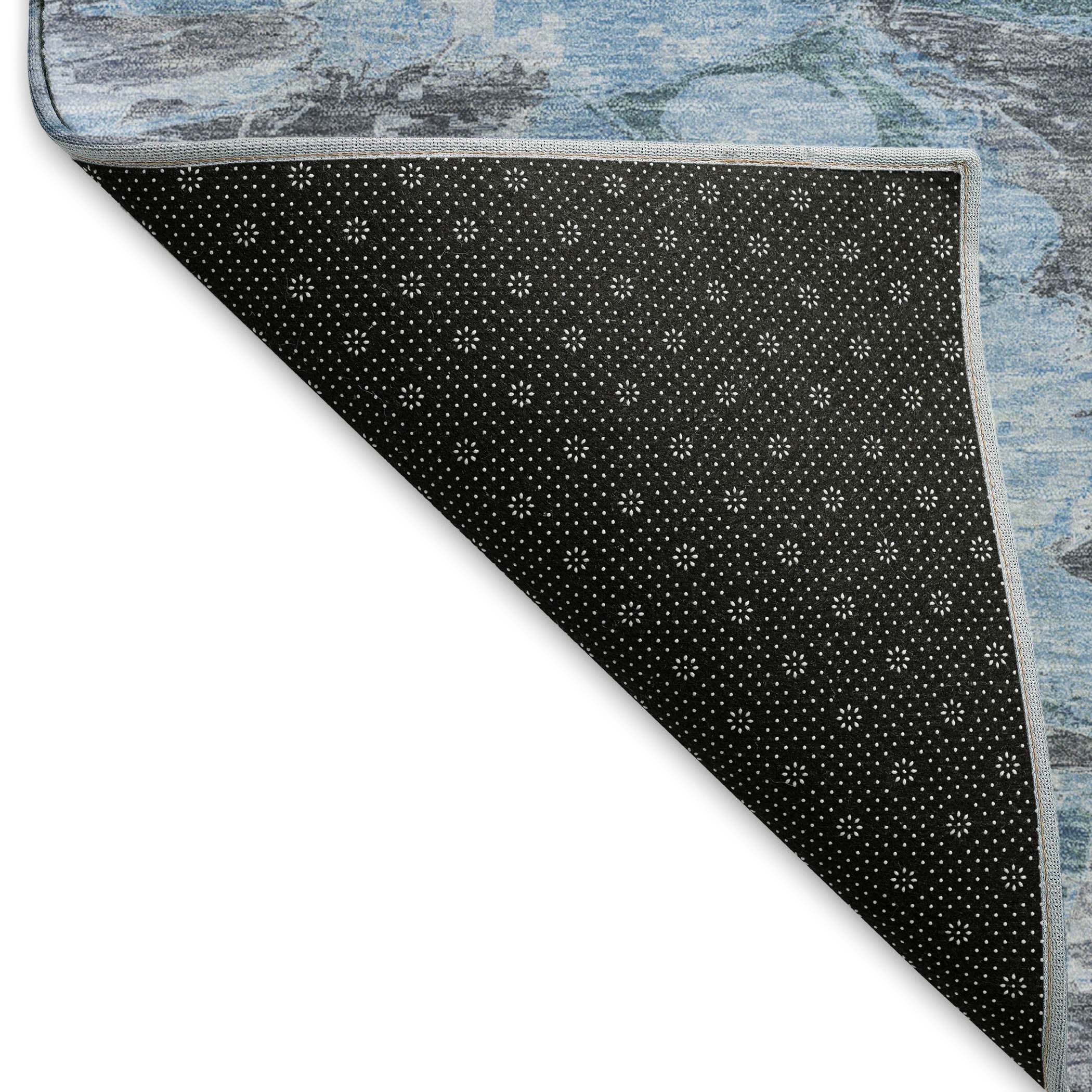 Cusco Machine Washable Transitional Denim Blue Rug 1'8" x 2'6" #shape_Rectangle