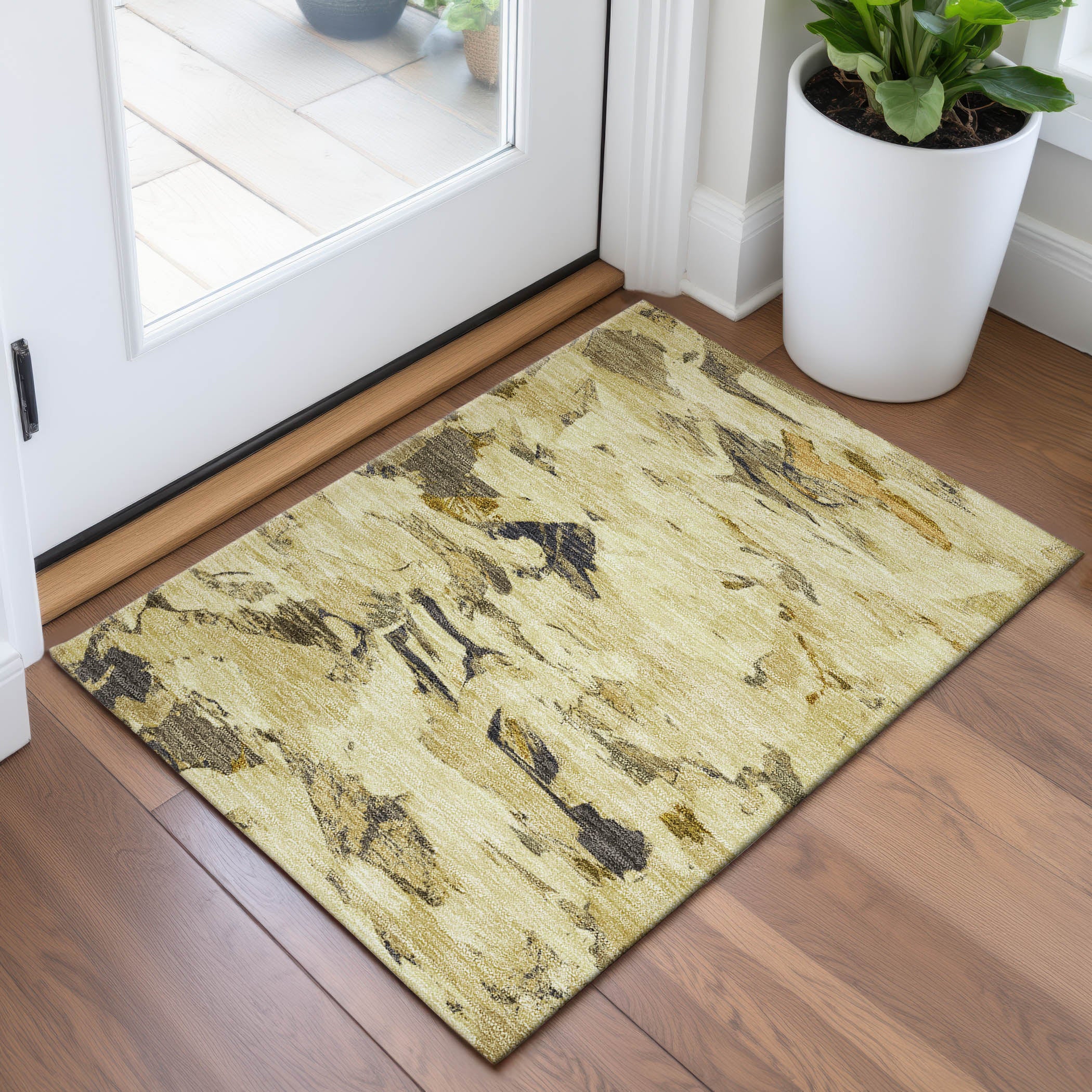 Cusco Machine Washable Transitional Gold Rug 1'8" x 2'6" #shape_Rectangle
