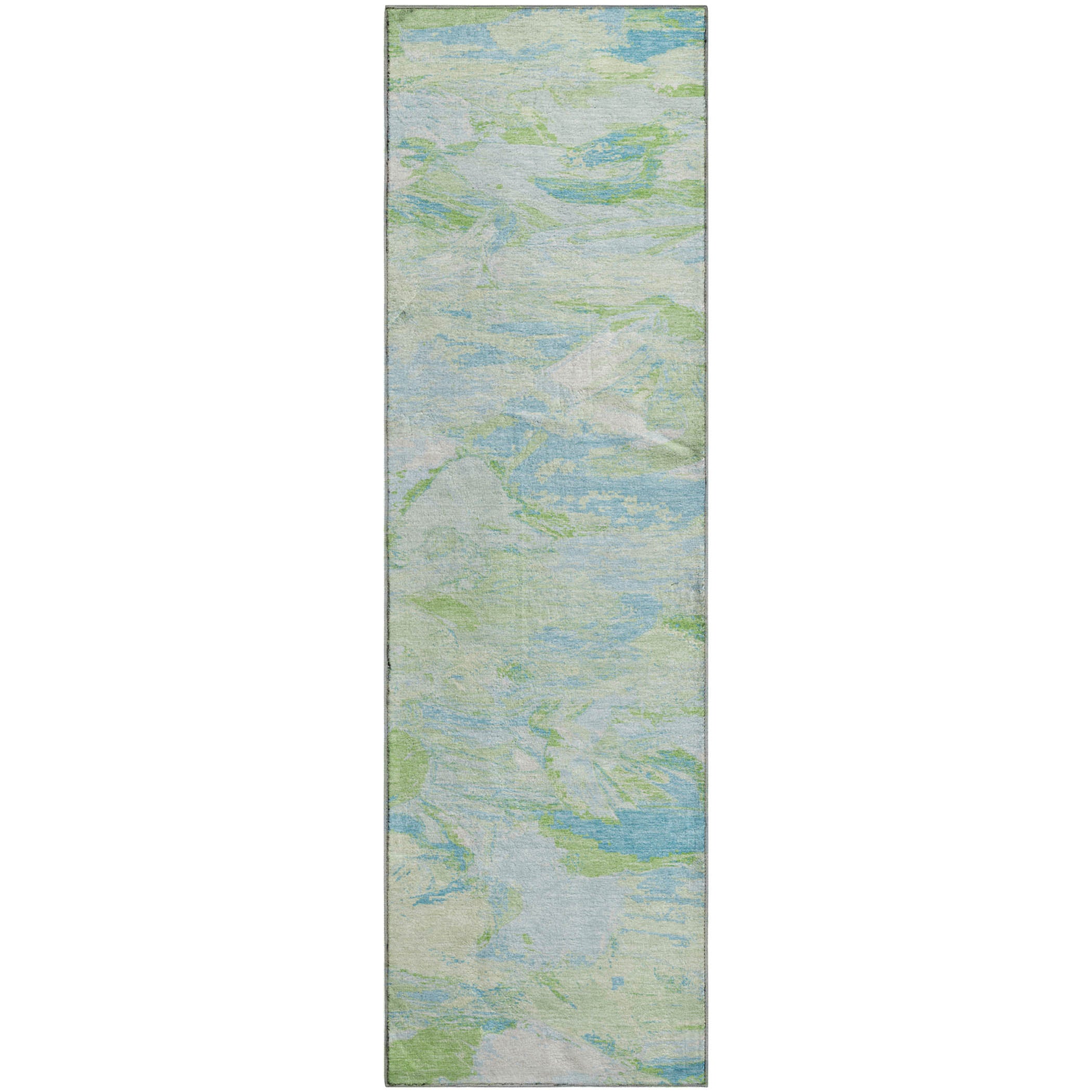 Cusco Machine Washable Transitional Mint Green Rug 2'3" x 7'6" #shape_Runner
