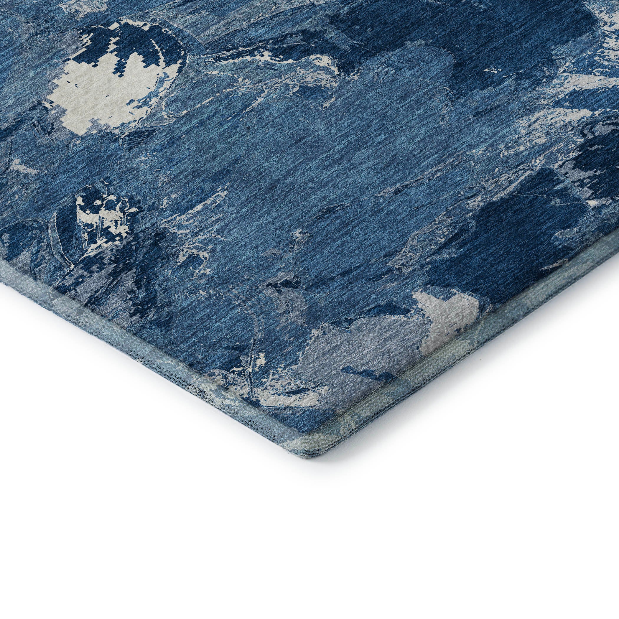 Cusco Machine Washable Transitional Navy Blue Rug 1'8" x 2'6" #shape_Rectangle
