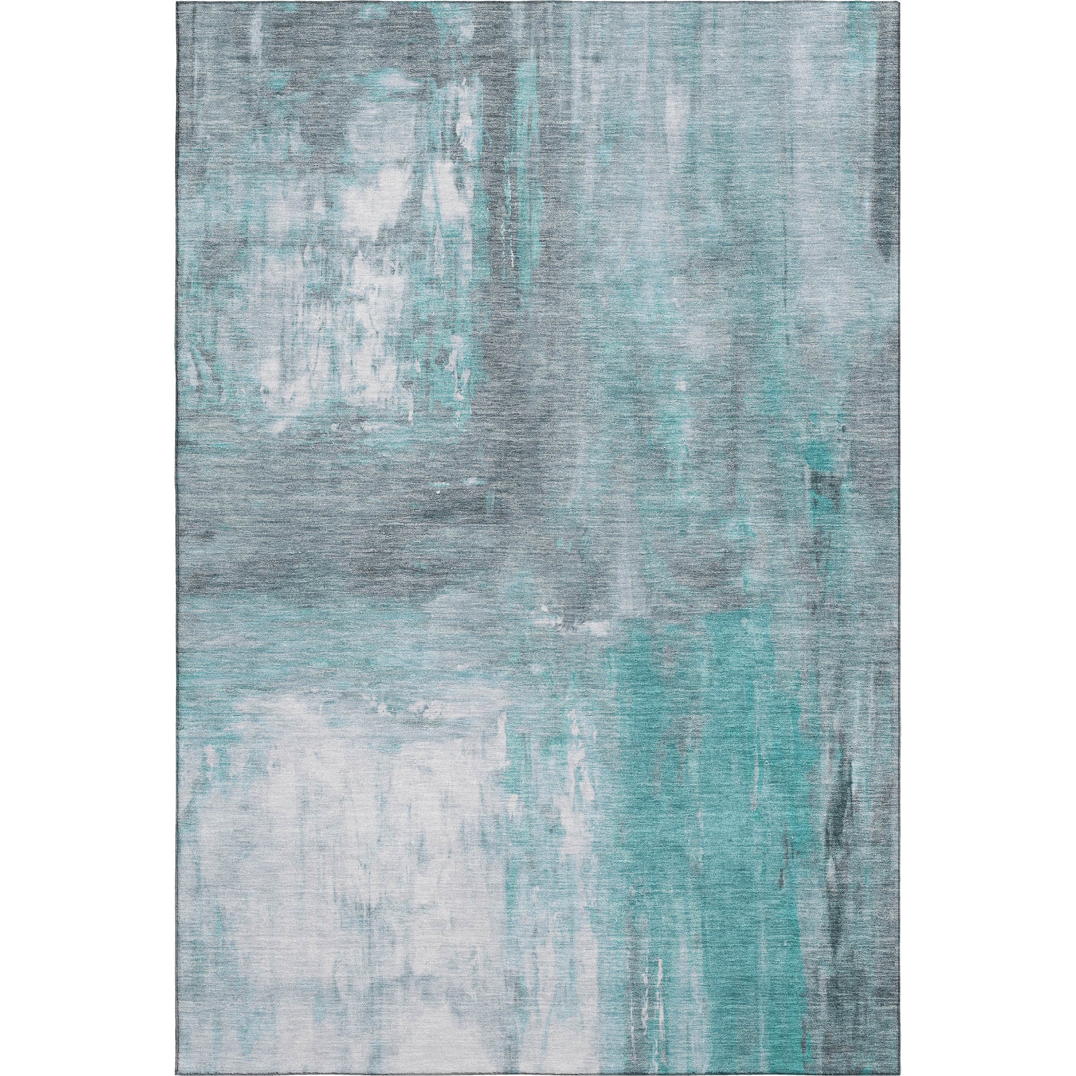 Zanzibar Machine Washable Transitional Teal Rug 2'6" x 3'10" #shape_Rectangle
