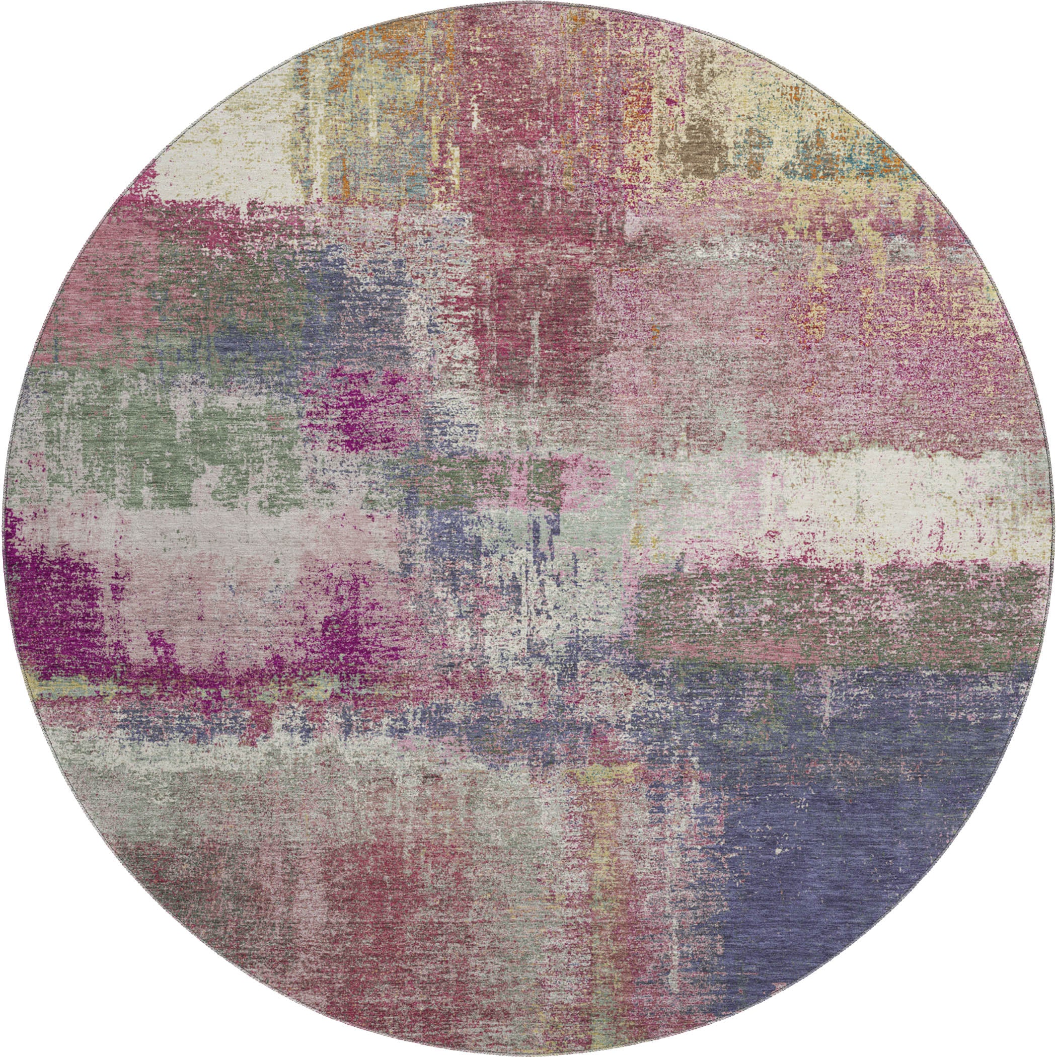 Bern Machine Washable Transitional Blush Pink Rug 8' x 8' #shape_Round