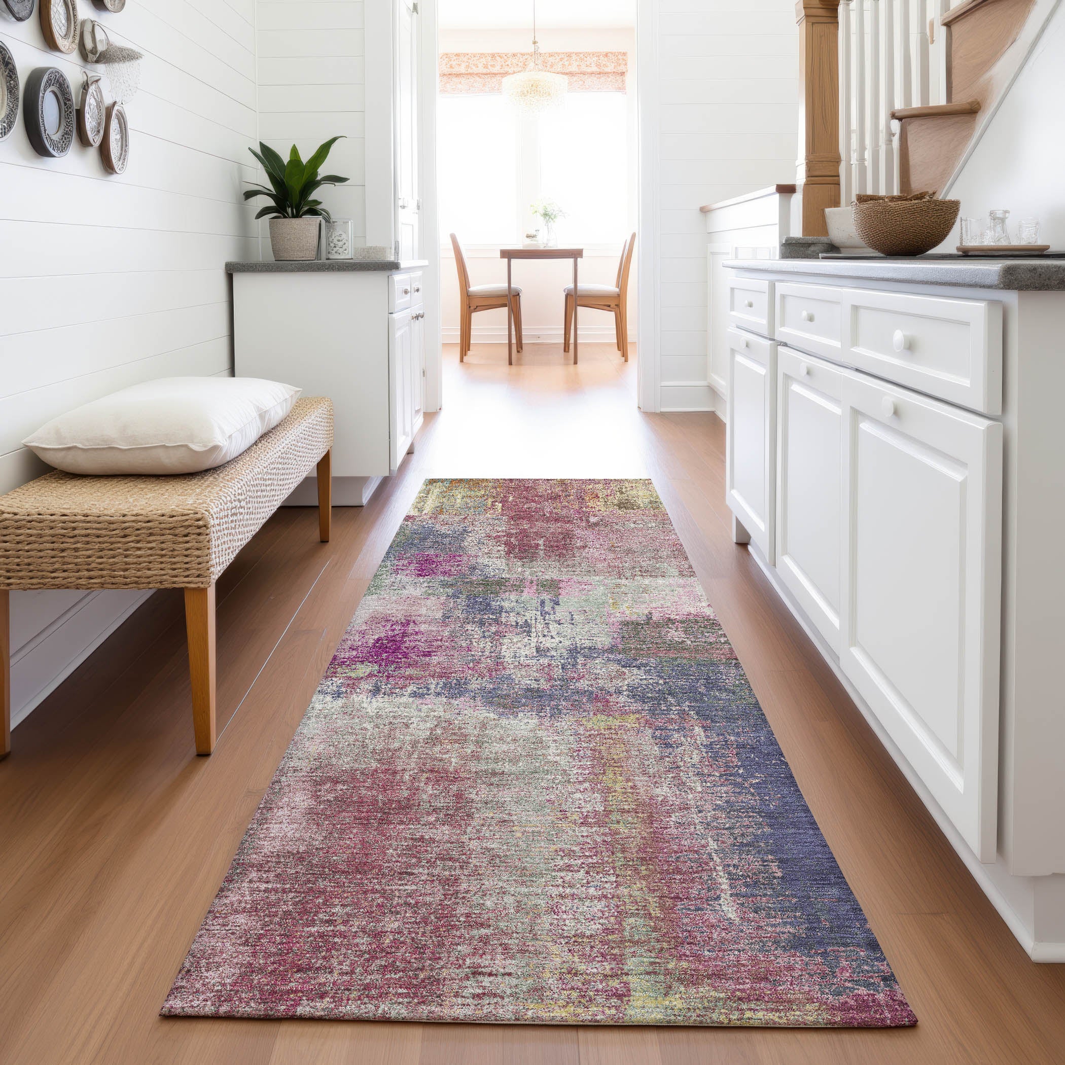 Bern Machine Washable Transitional Blush Pink Rug 2'3" x 7'6" #shape_Runner