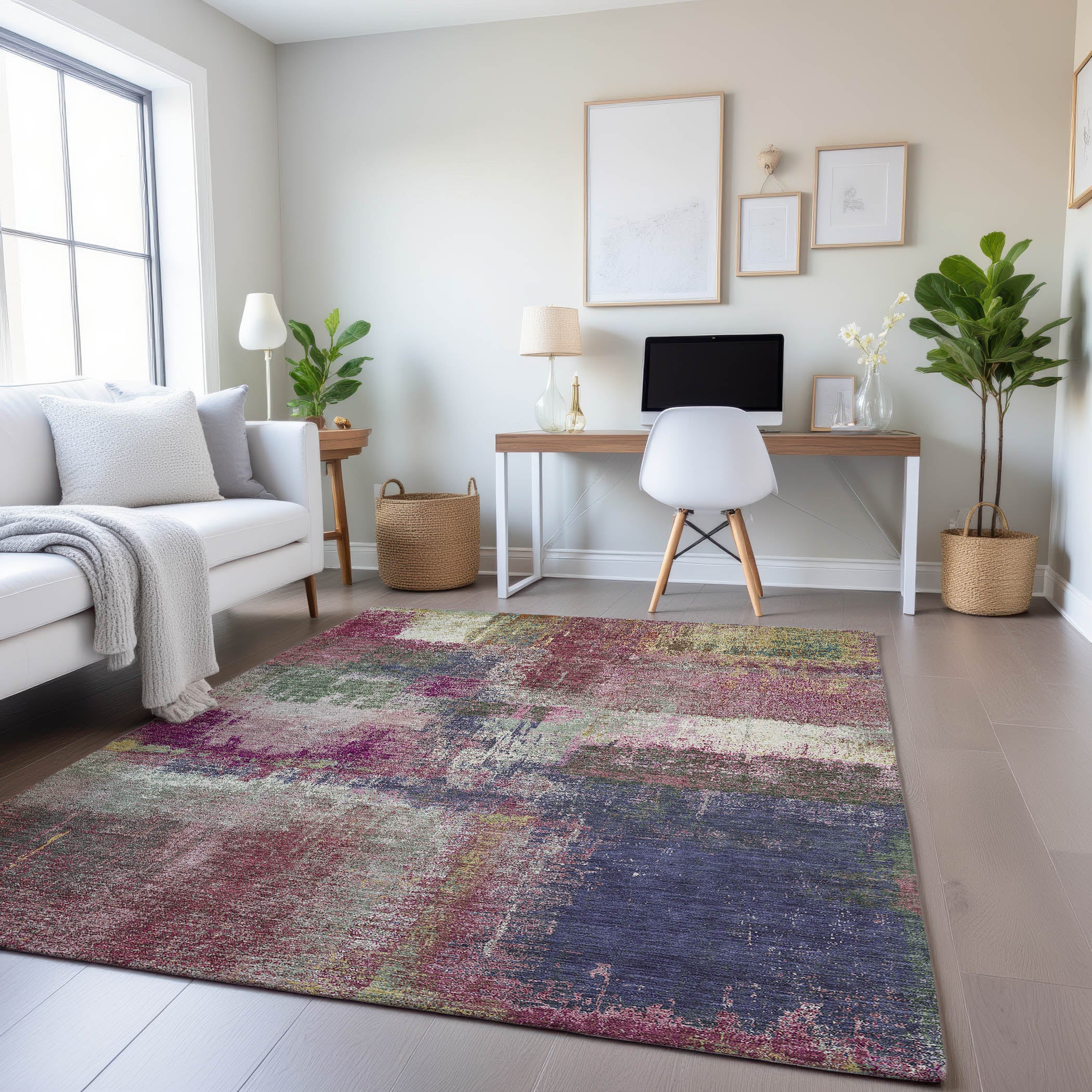 Bern Machine Washable Transitional Blush Pink Rug 2'6" x 3'10" #shape_Rectangle