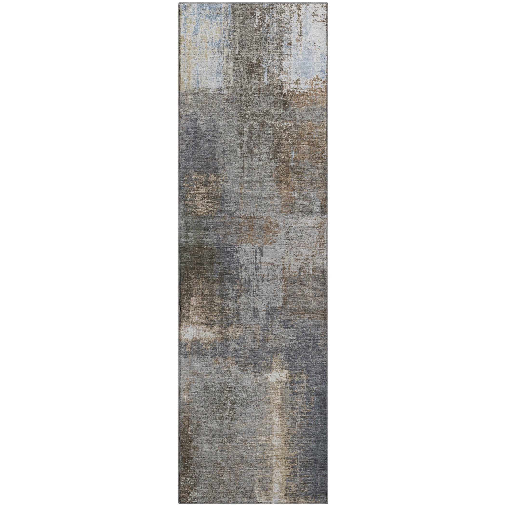 Bern Machine Washable Transitional Khaki Brown Rug 2'3" x 7'6" #shape_Runner