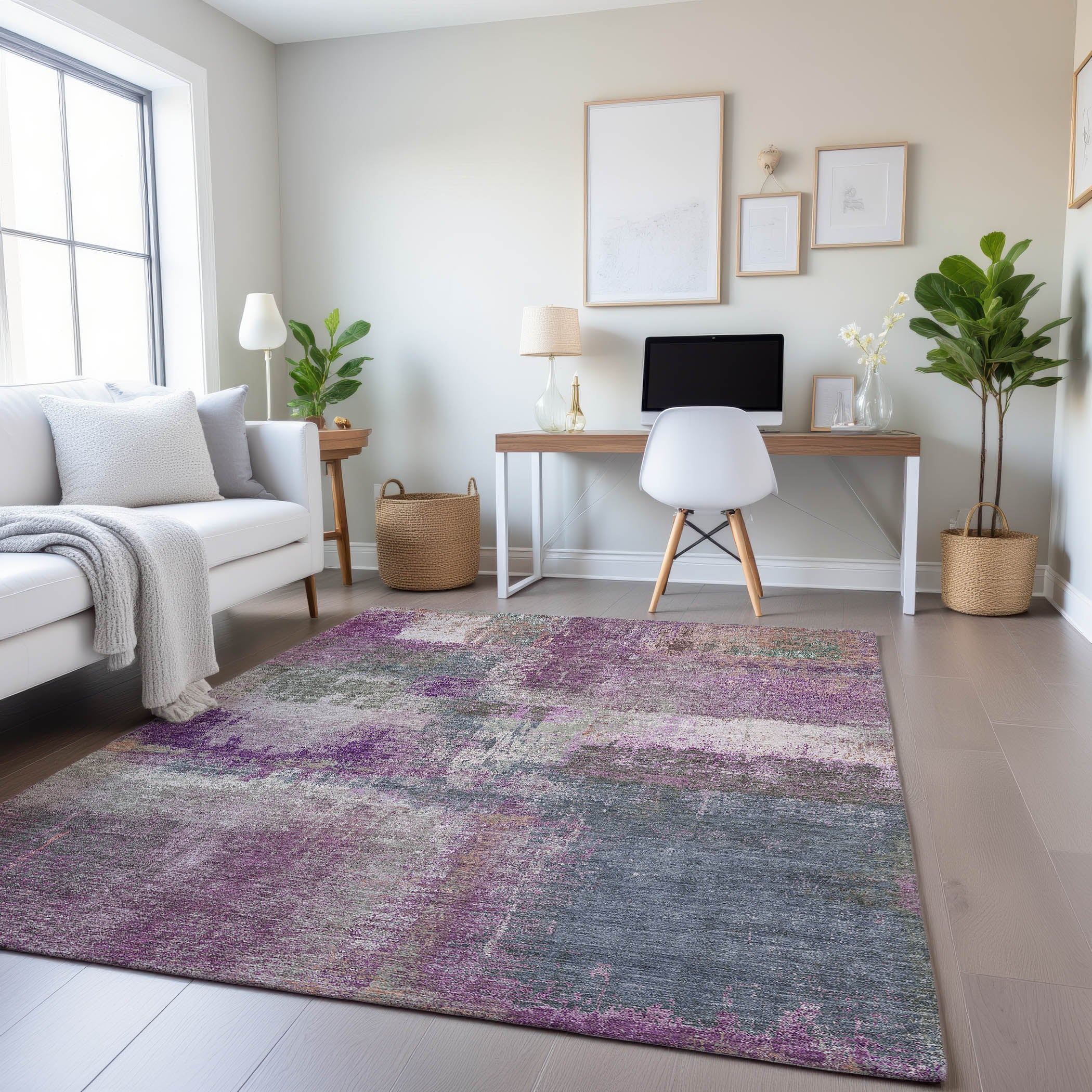Bern Machine Washable Transitional Lavender Purple Rug 2'6" x 3'10" #shape_Rectangle